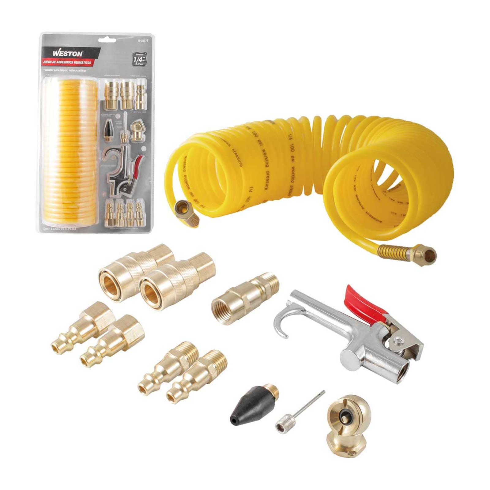 Juego de Accesorios para Compresor de Aire 1/4" NPT 14 Piezas Weston