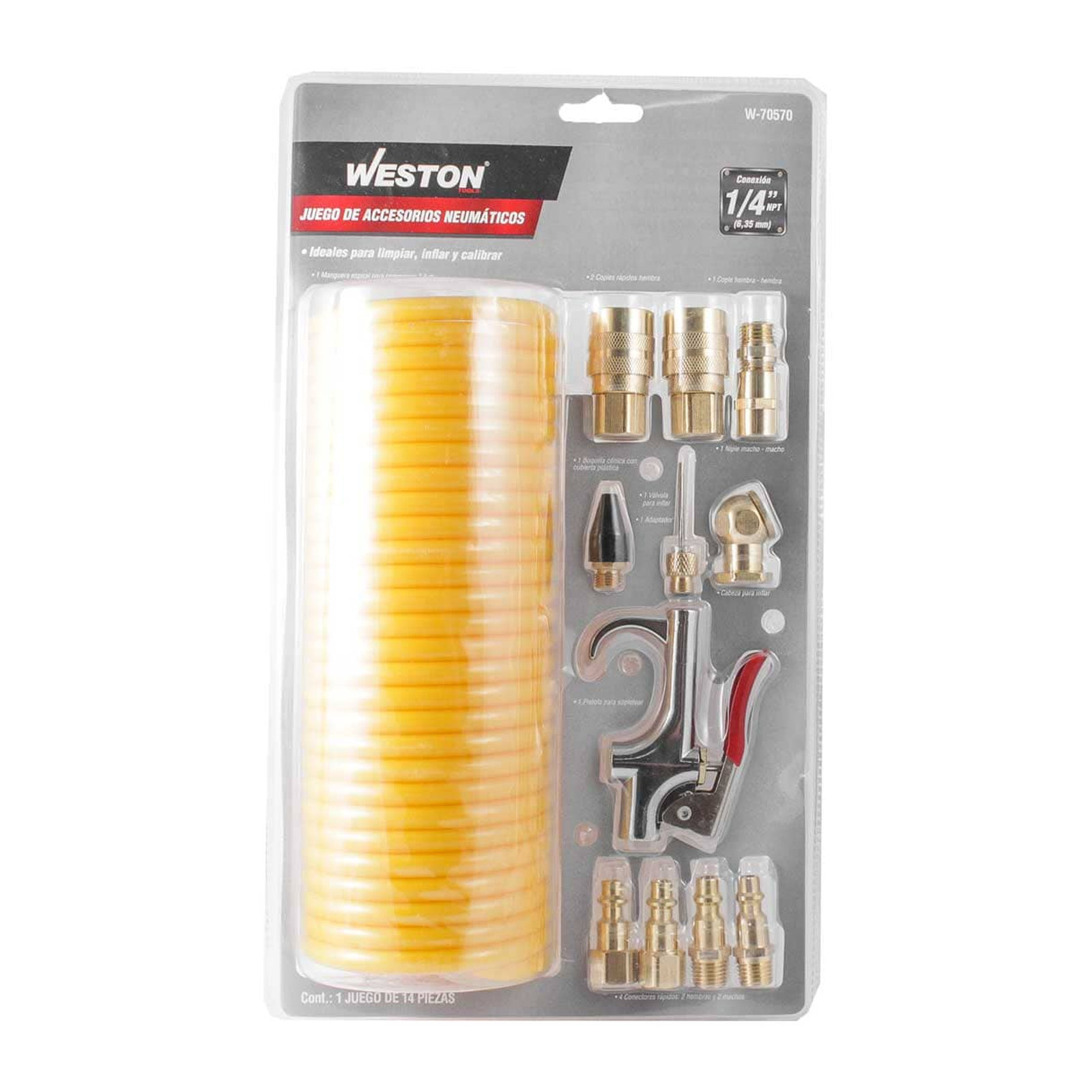 ACCESORIOS PARA COMPRESOR DE AIRE (JGO. 14 PIEZAS) 1/4'' NPT - Imagen 2