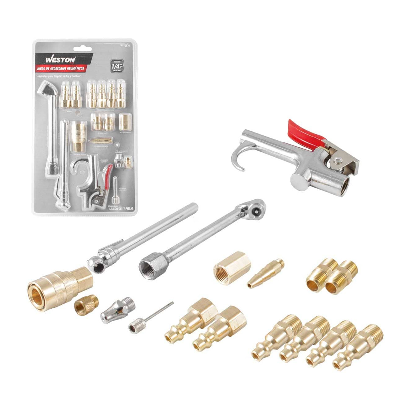 Juego de Accesorios para Compresor de Aire 1/4" NPT 17 Piezas Weston