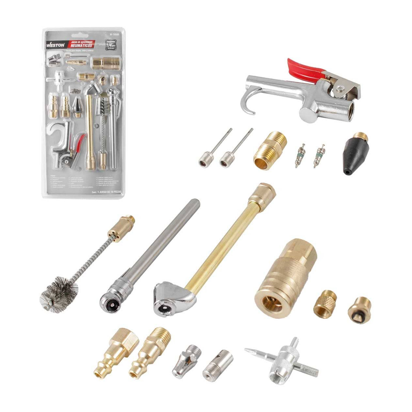 Juego de Accesorios para Compresor de Aire 1/4" NPT 18 Piezas Weston
