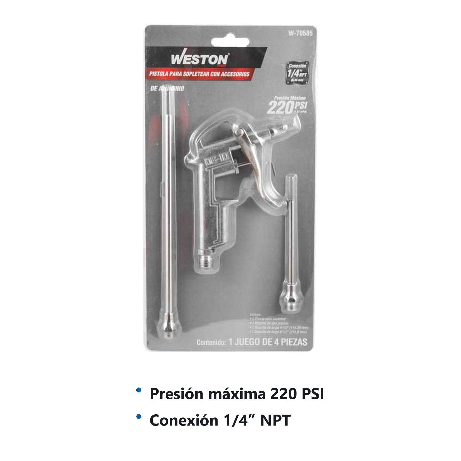 PISTOLA PARA SOPLETEAR CON ACCESORIOS (JGO. 4 PIEZAS) - Imagen 3