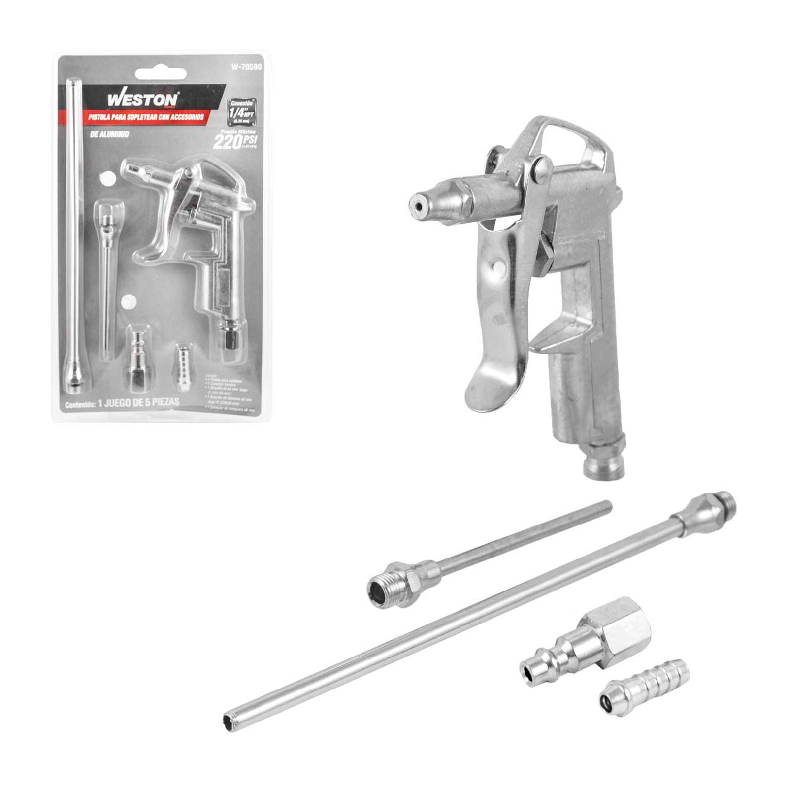 Pistola para Sopletear con Accesorios Weston Juego 5 Piezas
