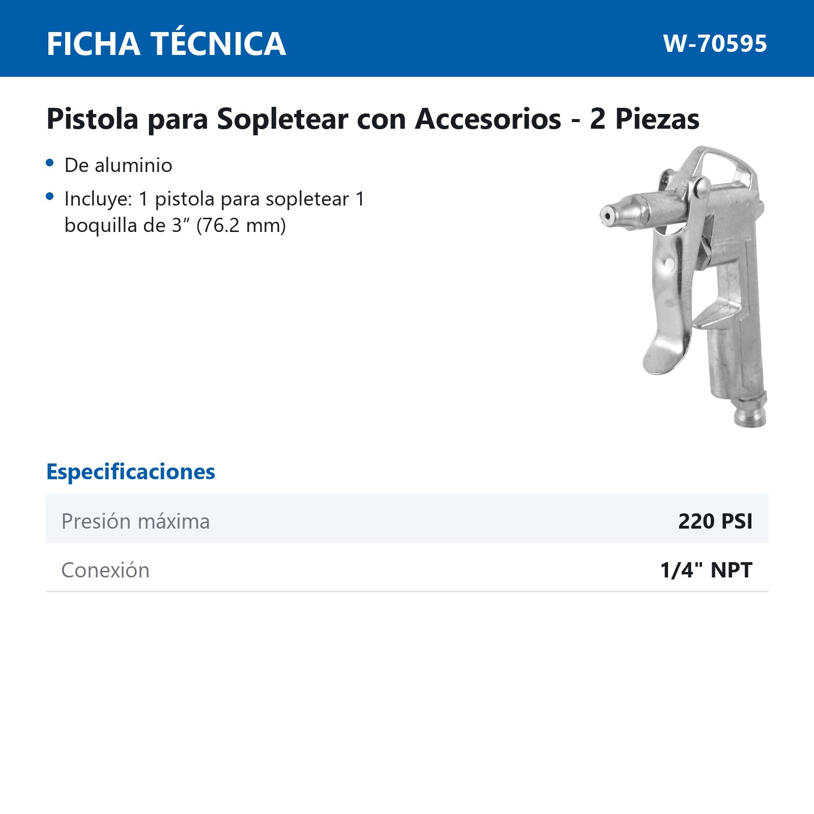 PISTOLA PARA SOPLETEAR CON ACCESORIOS - Imagen 3