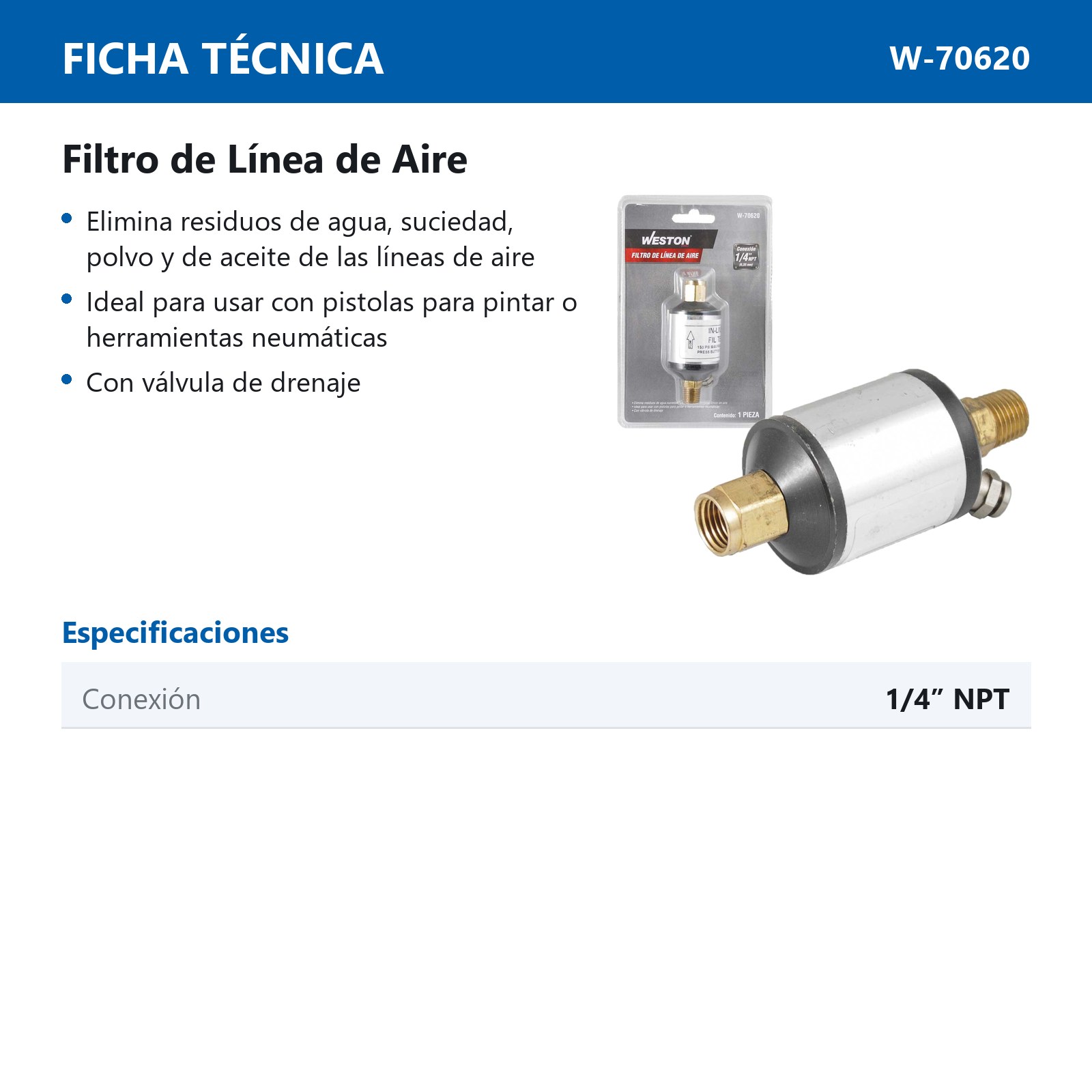 FILTRO DE LINEA 1/4'' NPT - Imagen 2