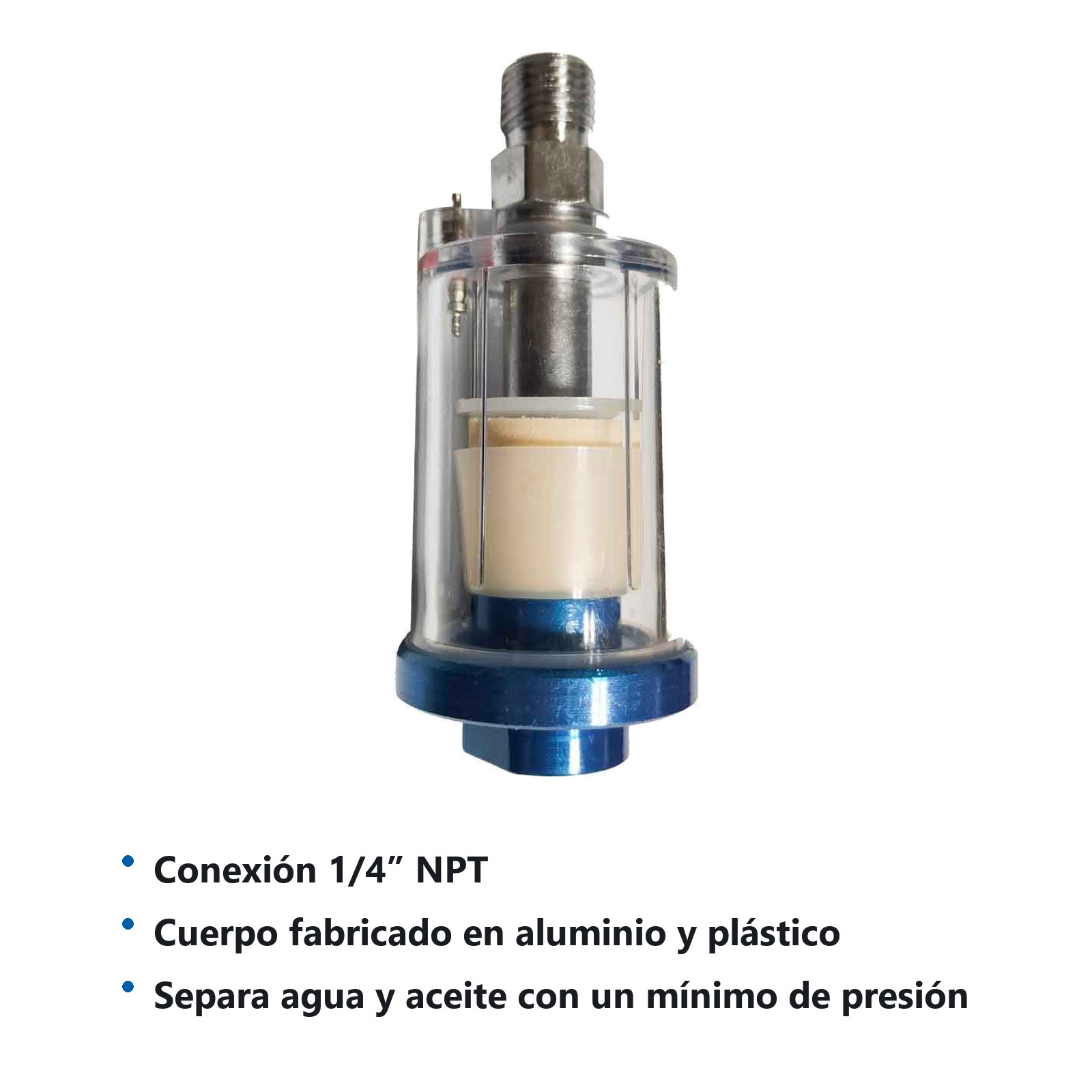 FILTRO SEPARADOR PARA AIRE 1/4'' NPT - Imagen 2