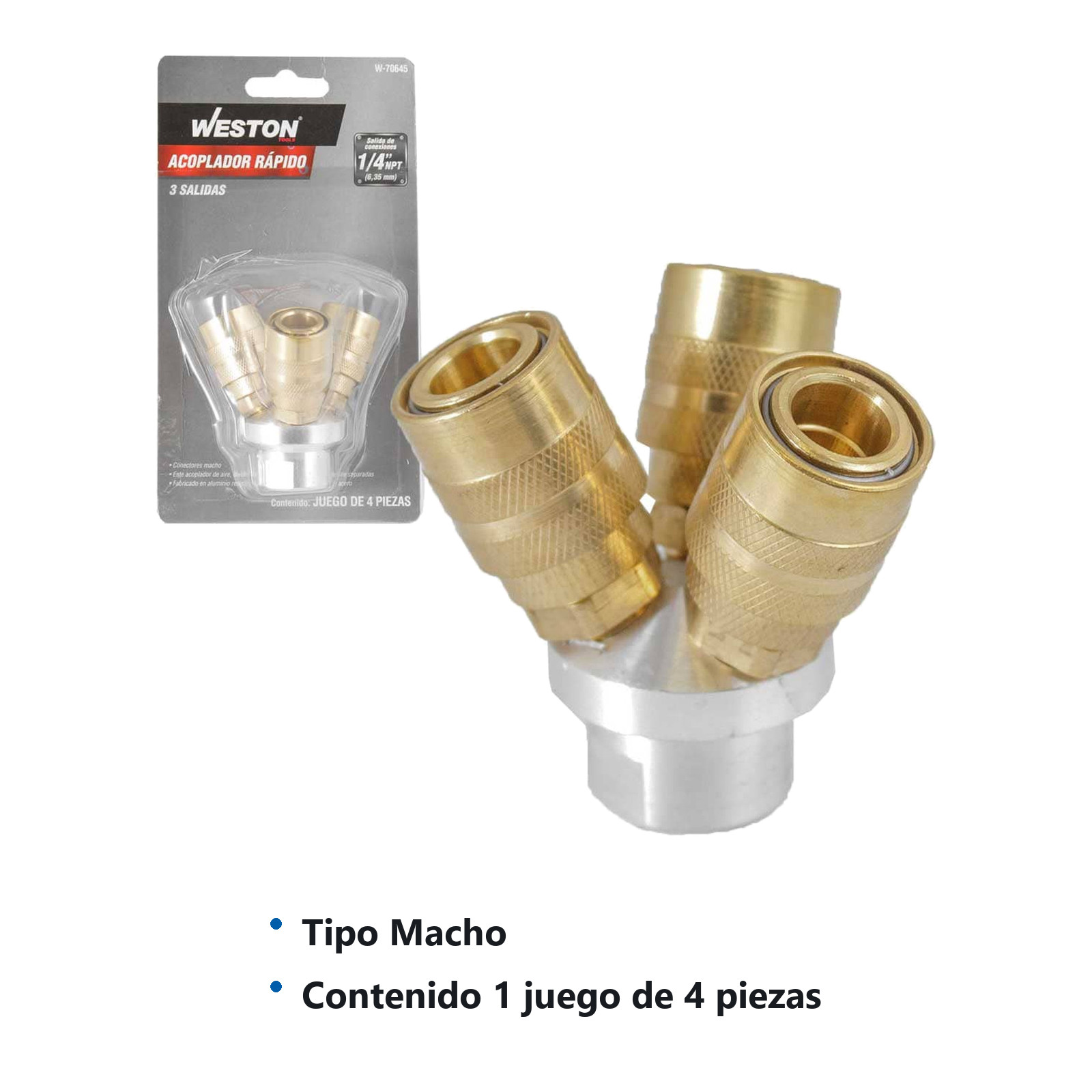 ACOPLADOR RAPIDO DE 3 SALIDAS 1/4'' NPT MACHO - Imagen 3