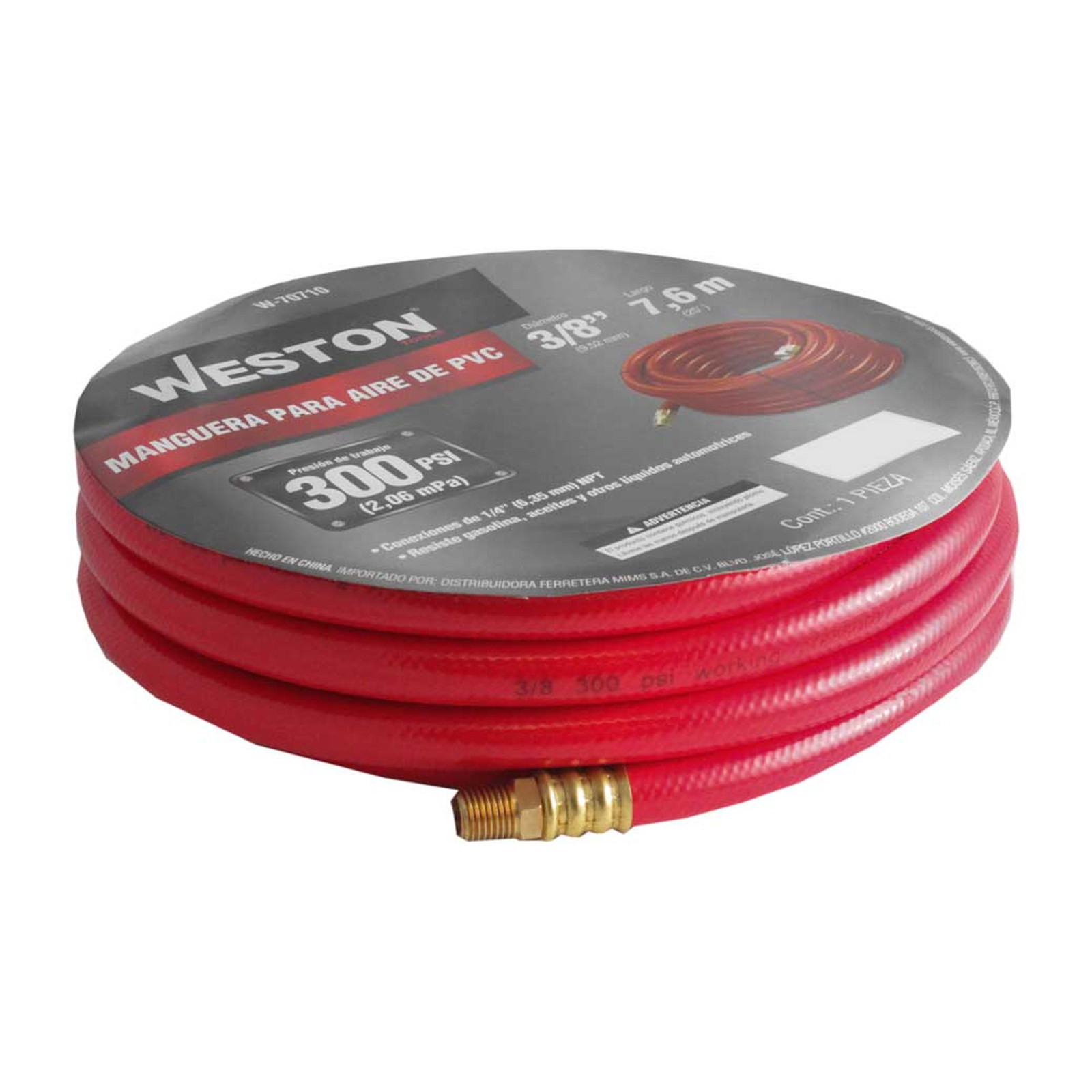 MANGUERA P/AIRE D/PVC ROJA 3/8'' X 25 FT CONECTOR 1/4'' NPT - Imagen 2