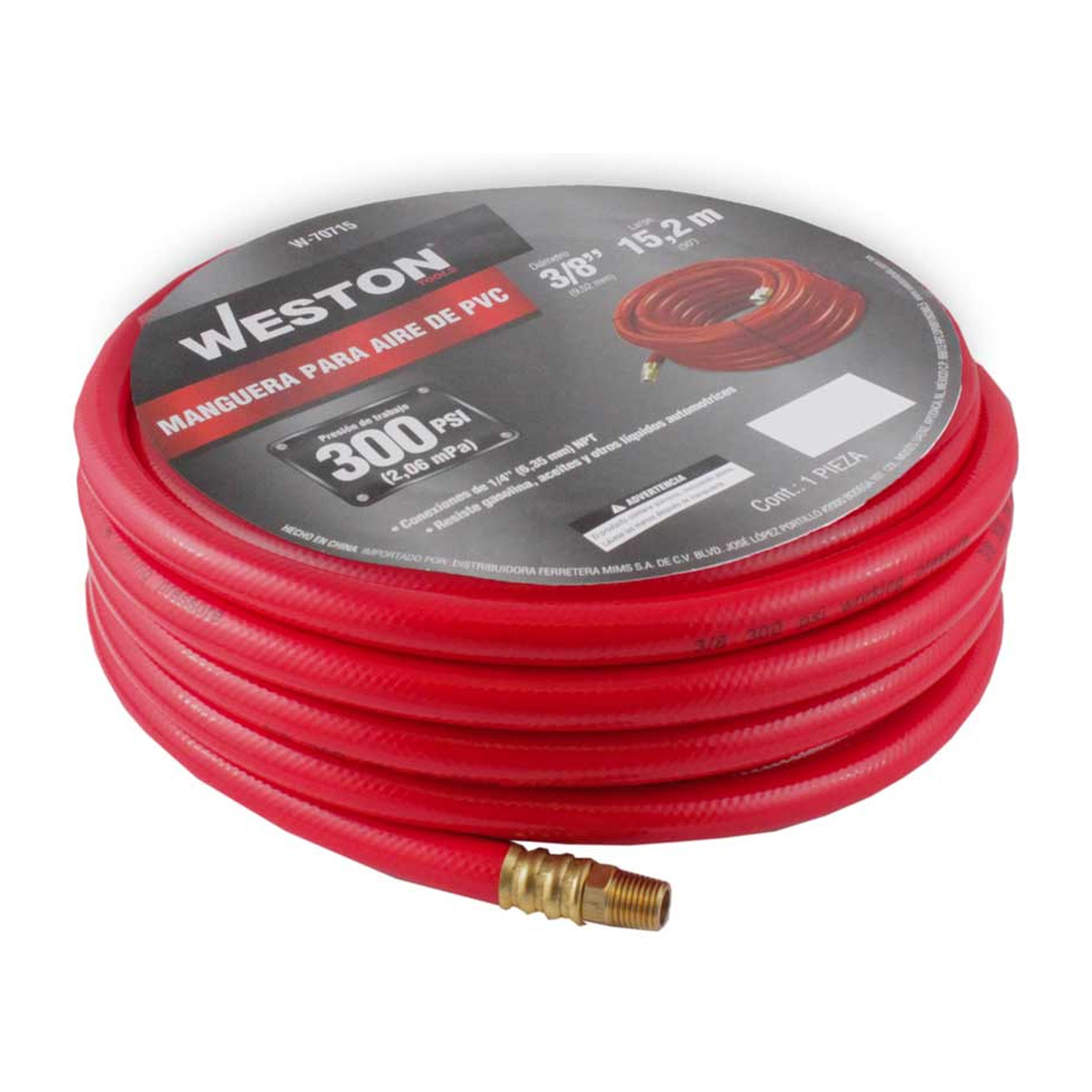 MANGUERA P/AIRE D/PVC ROJA 3/8'' X 50 FT CONECTOR 1/4'' NPT - Imagen 2