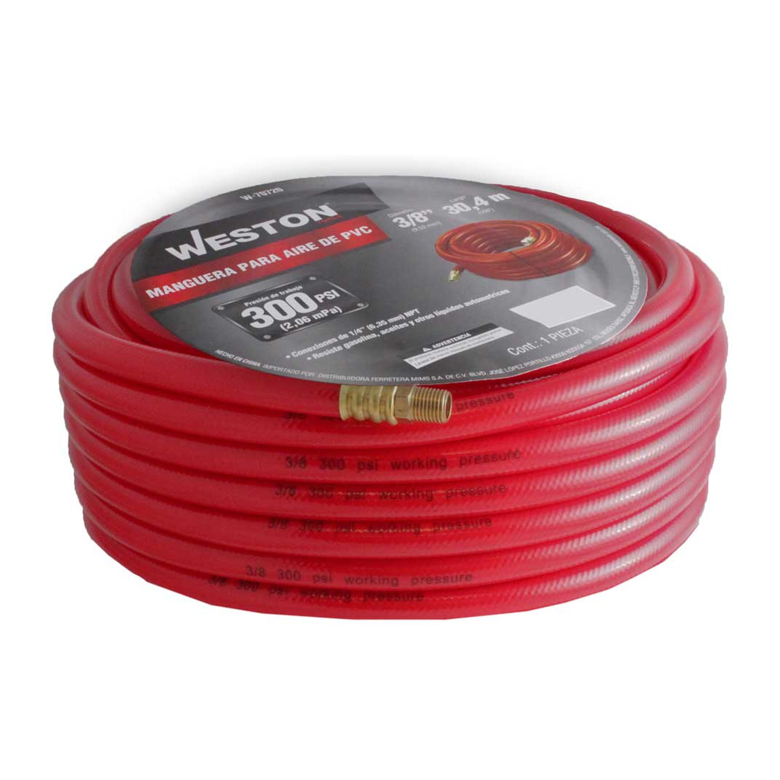 MANGUERA P/AIRE D/PVC ROJA 3/8'' X 100 FT CONECTOR 1/4'' NPT - Imagen 2