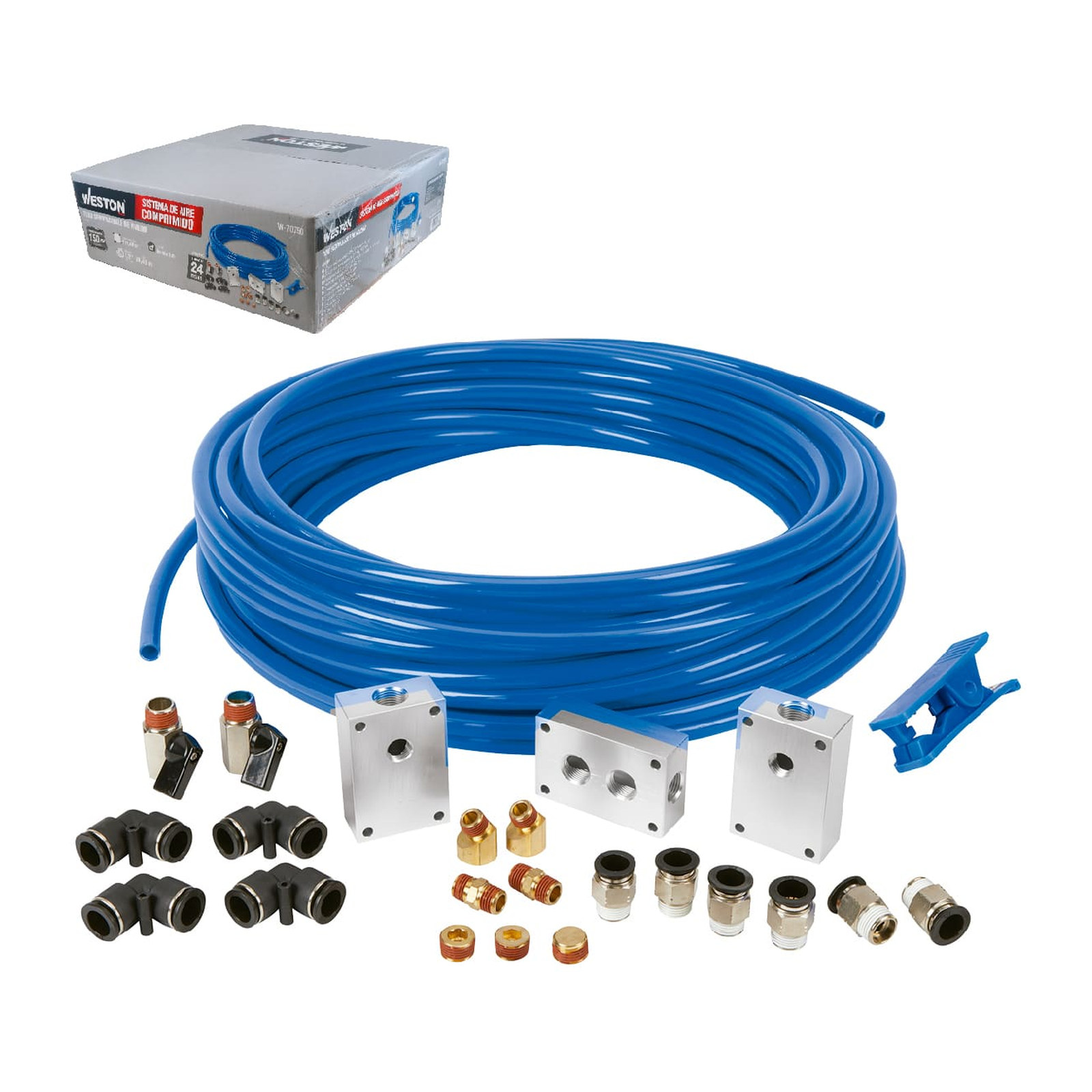 Sistema de Aire Comprimido Weston 1/2" con 100 Pies de Tubo de Nailon 150 PSI