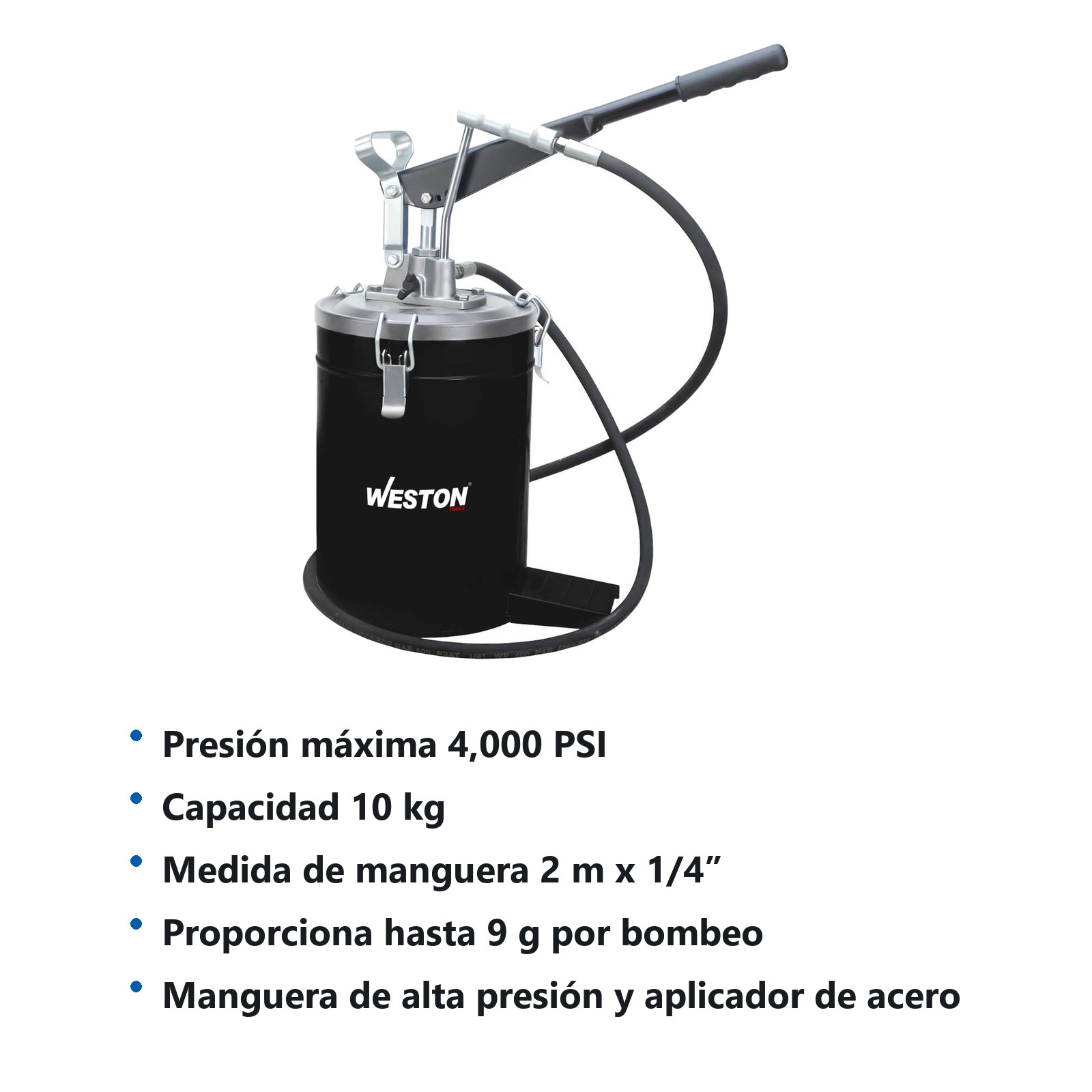 BOMBA D/ENGRASE 10KG C/MANGUERA 2M*1/4'' DI S/RUEDAS - Imagen 2