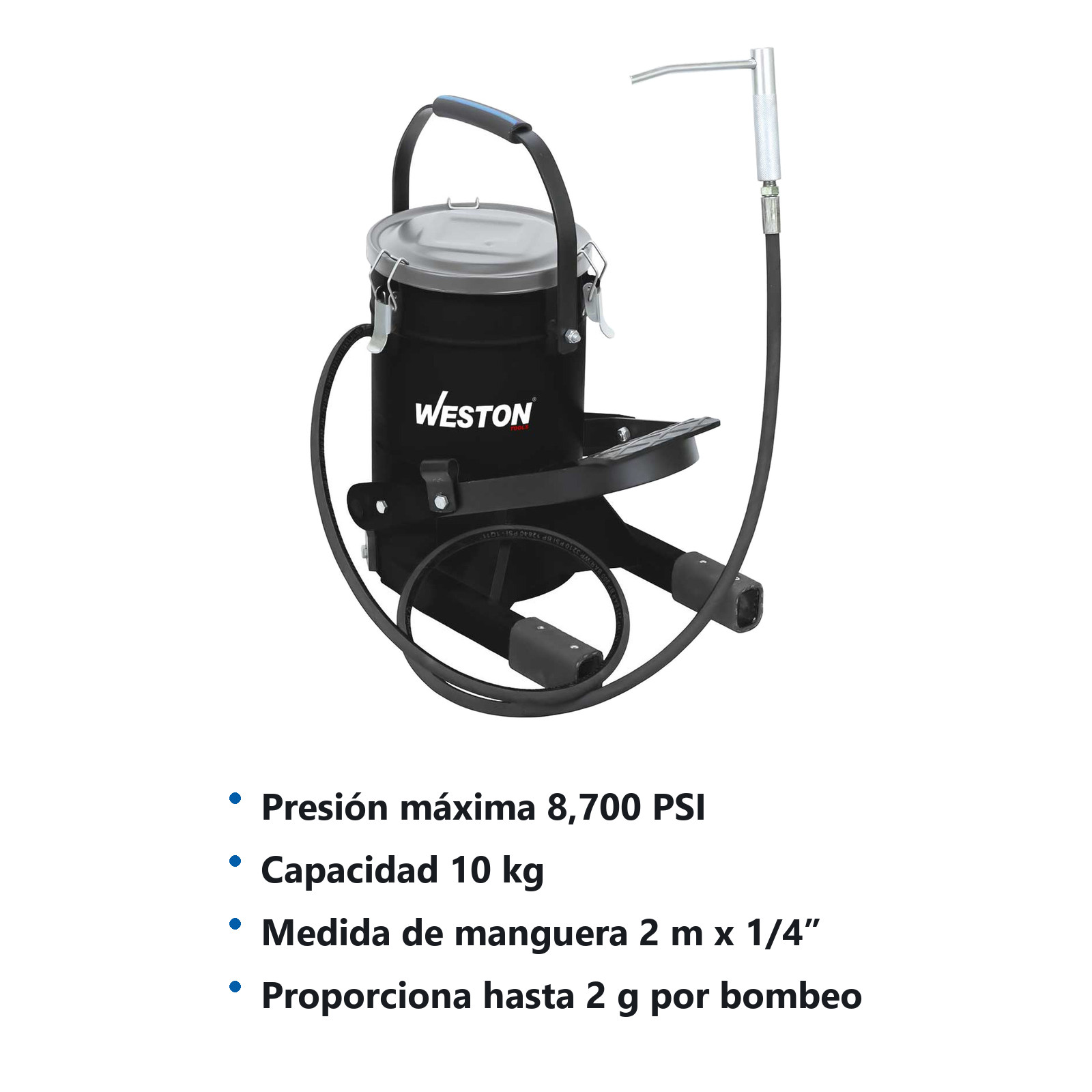 BOMBA D/ENGRASE D/PIE 10KG C/MANGUERA 2M*1/4'' DI - Imagen 2