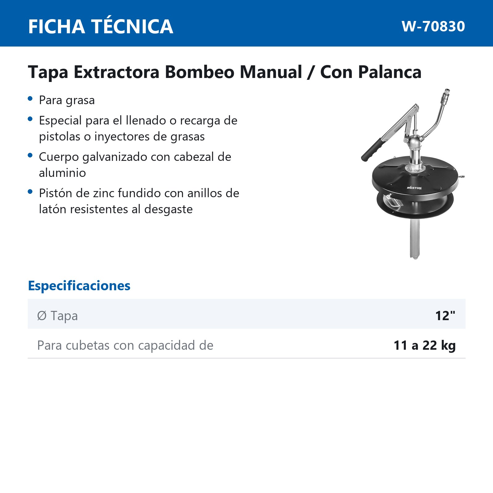 BOMBA EXTRACTORA D/GRASA P/CUBETA 12'' - Imagen 2