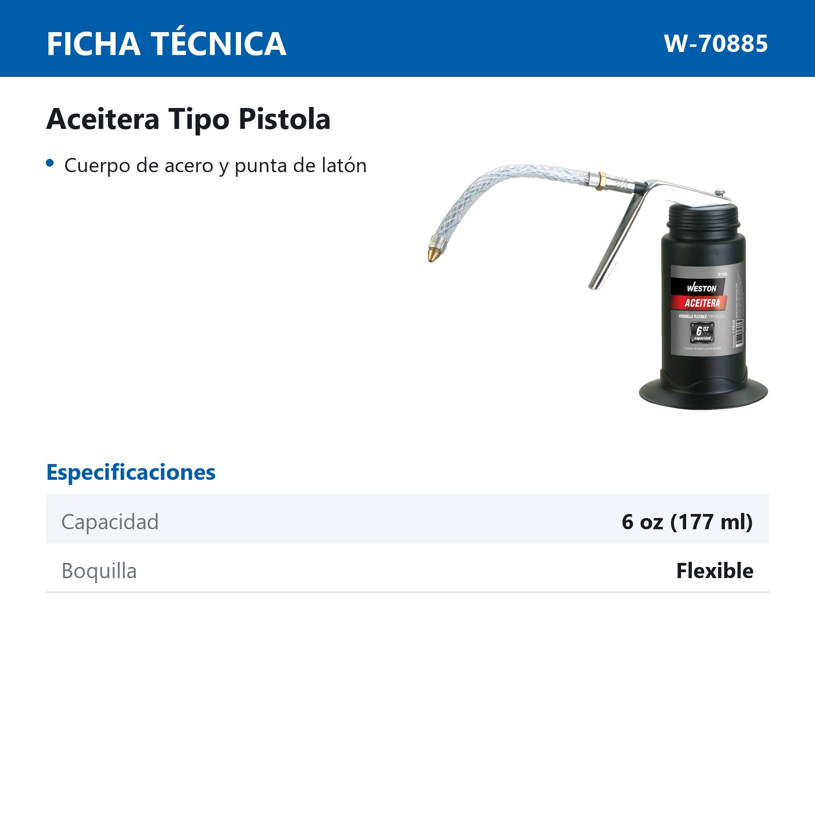ACEITERA FLEXIBLE T/PISTOLA 6OZ - Imagen 2