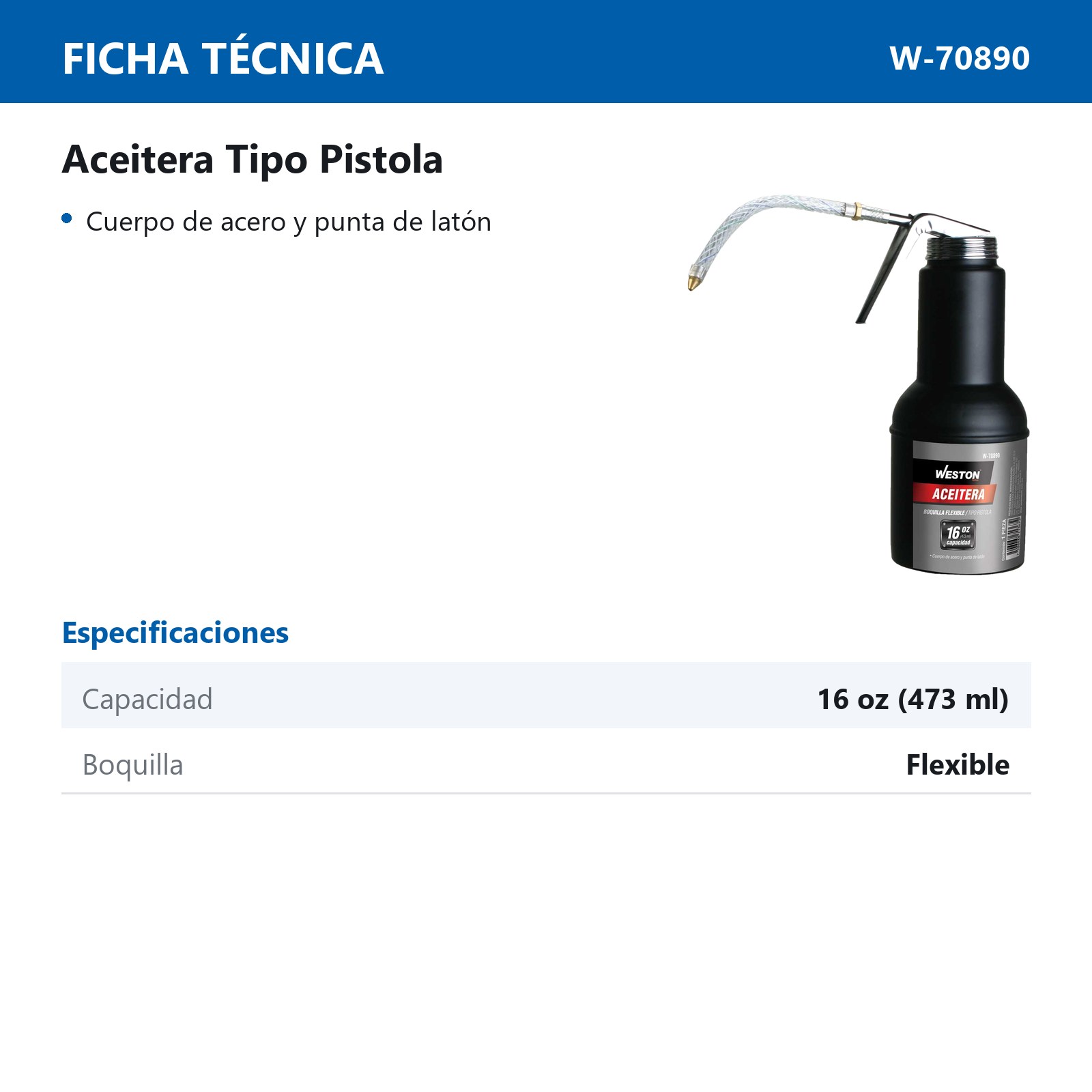 ACEITERA FLEXIBLE T/PISTOLA 16OZ - Imagen 2