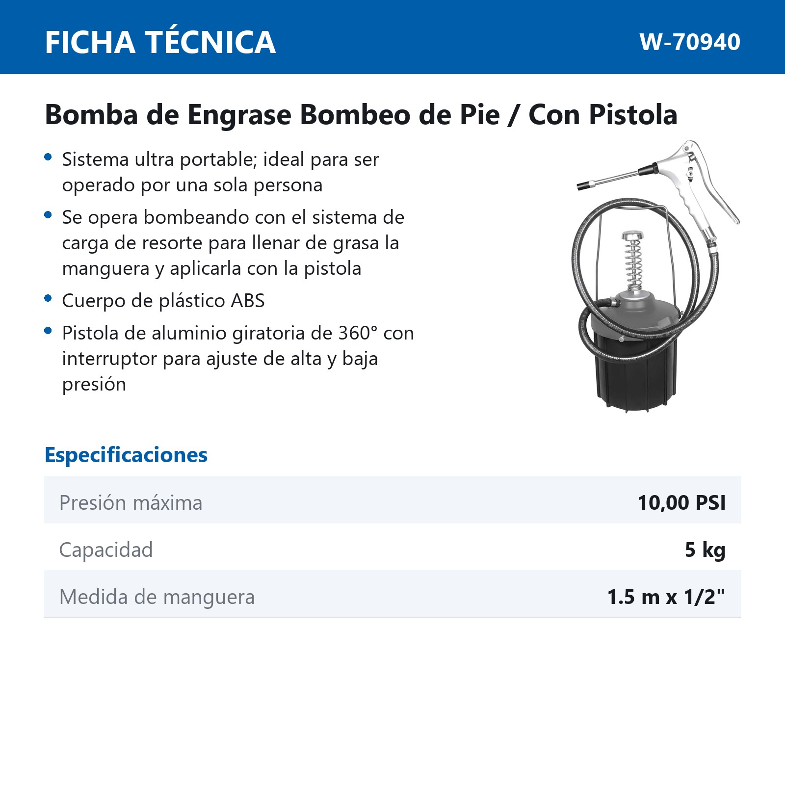 SISTEMA D/GRASA PORTABLE P/CUBETA DE 5KG - Imagen 2