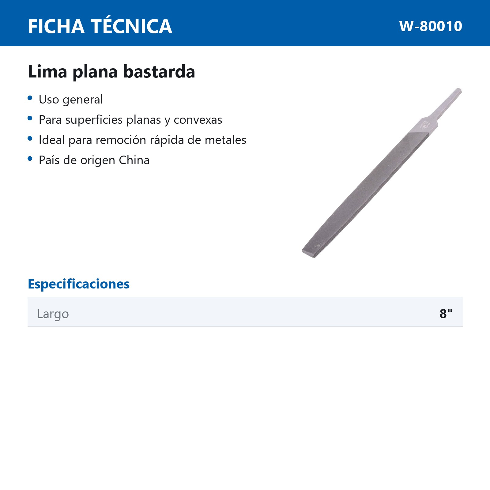 LIMA PLANA BASTARDO 8" (CAJA C/12 PZAS - PRECIO X PIEZA) - Imagen 3