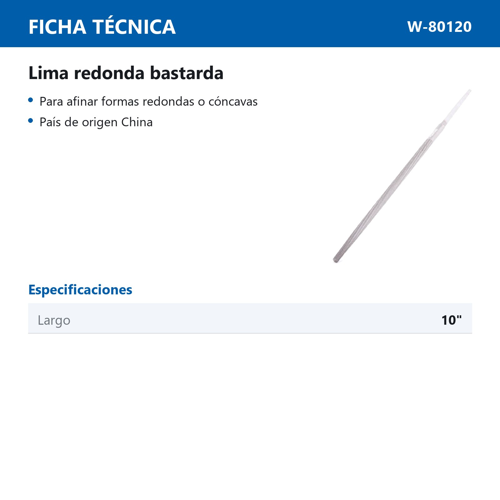 LIMA REDONDA BASTARDA 10" (CAJA C/12 PZAS - PRECIO X PIEZA) - Imagen 3