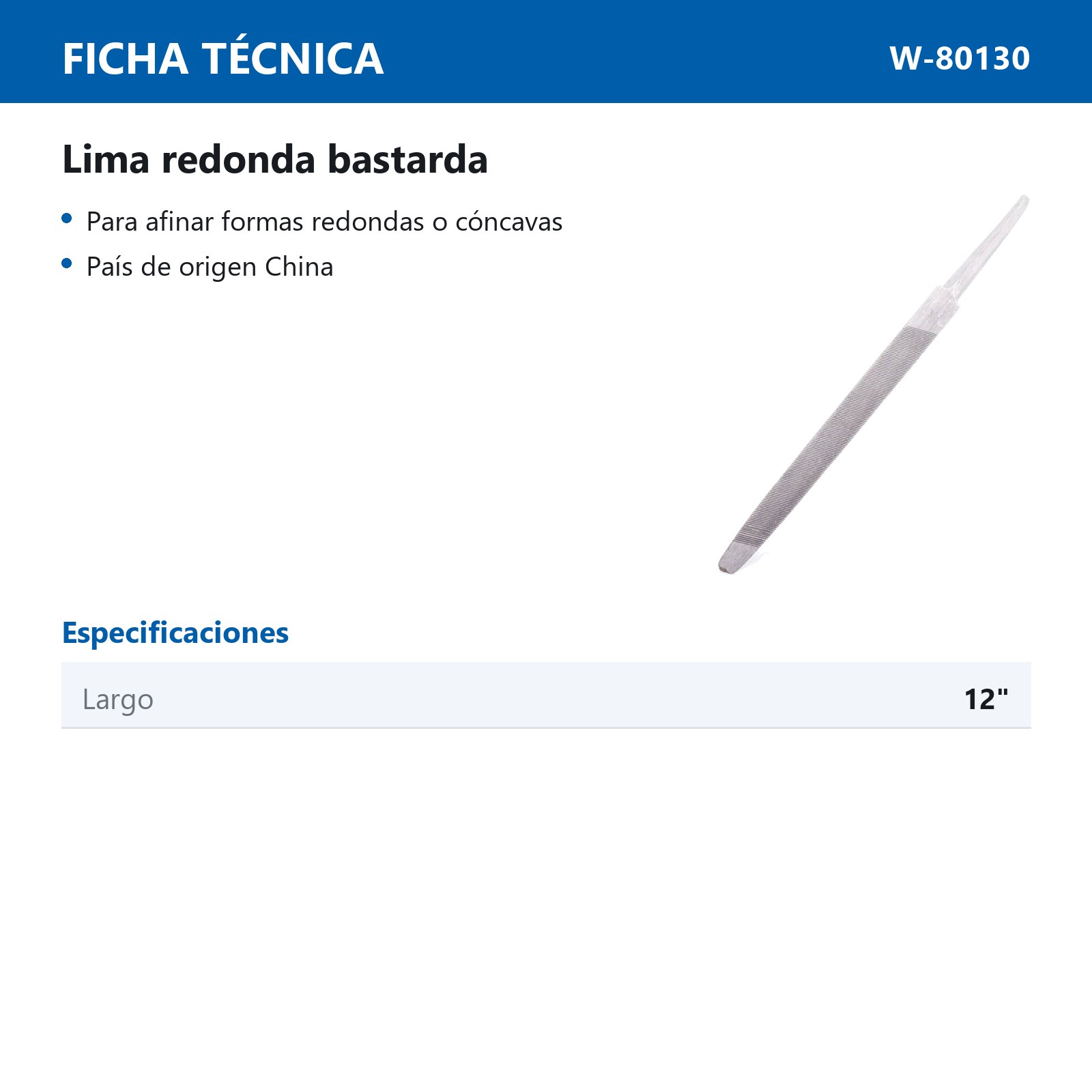LIMA REDONDA BASTARDA 12" (CAJA C/6 PZAS - PRECIO X PIEZA) - Imagen 3