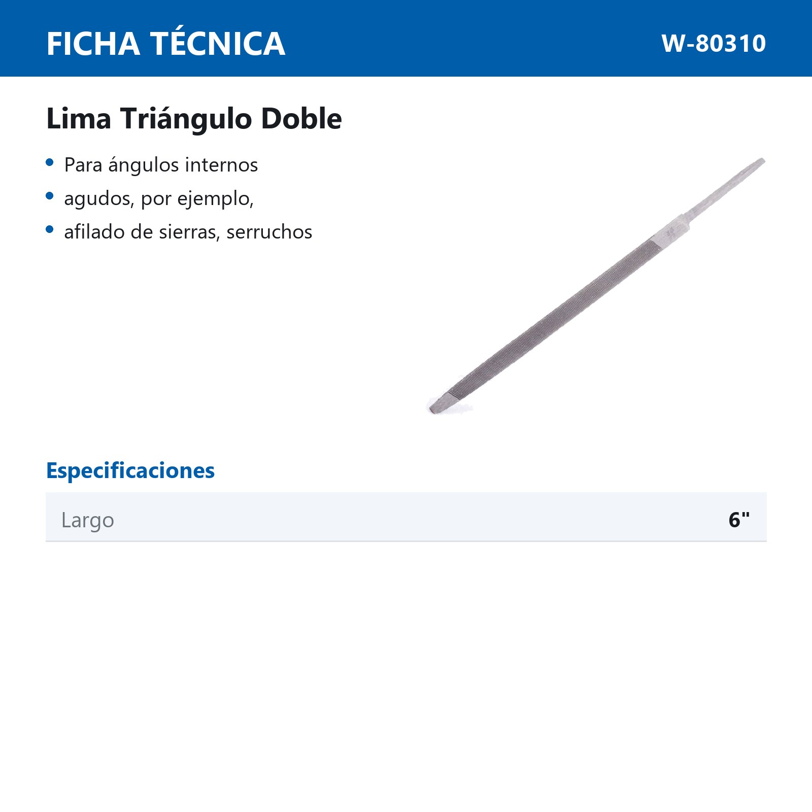 LIMA TRIANGULO DOBLE 6" (CAJA C/12 PZAS - PRECIO X PIEZA) - Imagen 3