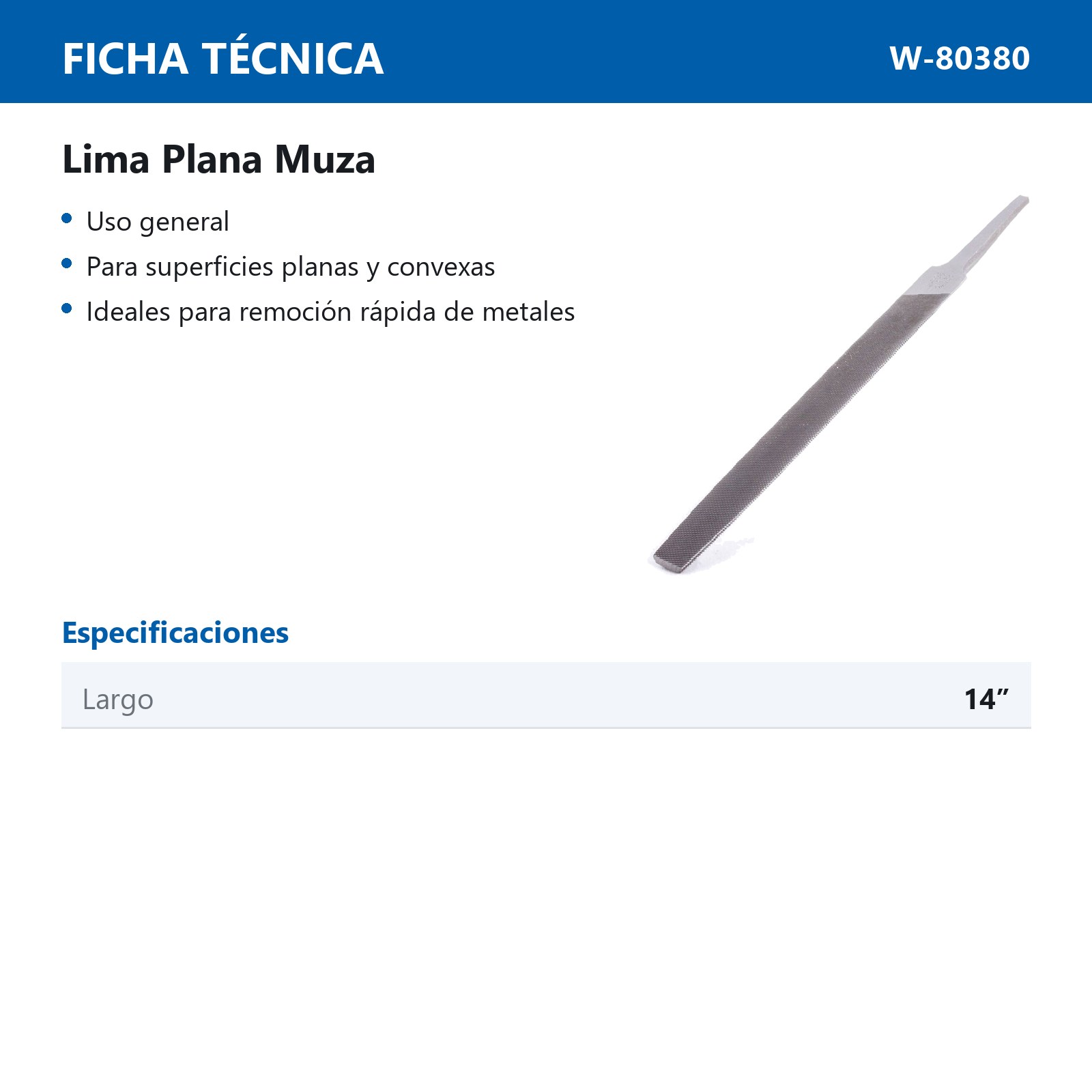 LIMA PLANA MUZA 14" (CAJA C/6 PZAS - PRECIO X PIEZA) - Imagen 3