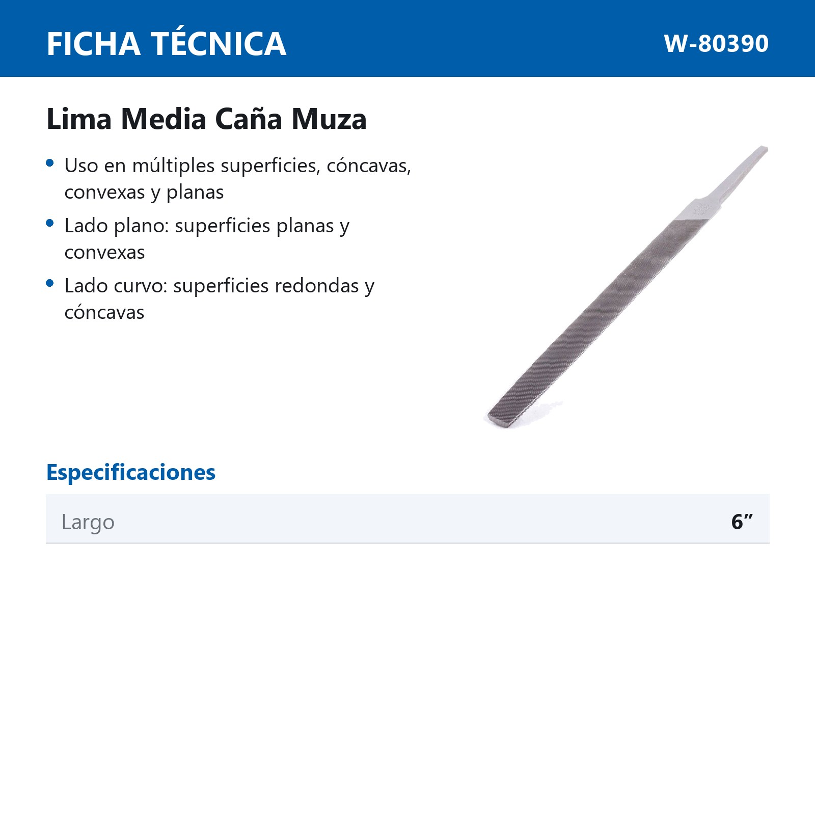 LIMA MEDIA CANA MUZA 6" (CAJA C/12 PZAS - PRECIO X PIEZA) - Imagen 3