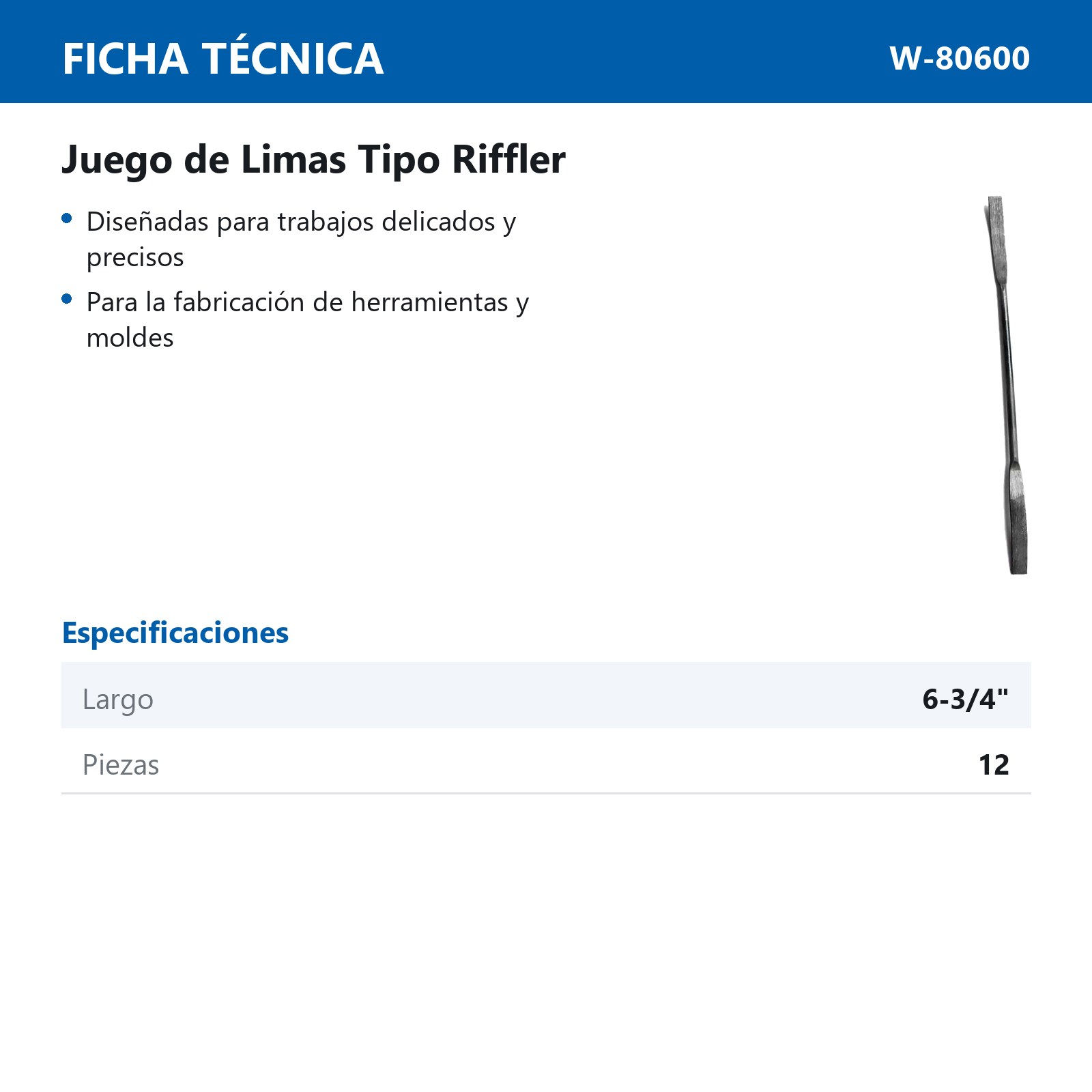 LIMAS TIPO RIFFLER 6-3/4" JGO 12PZAS - Imagen 2