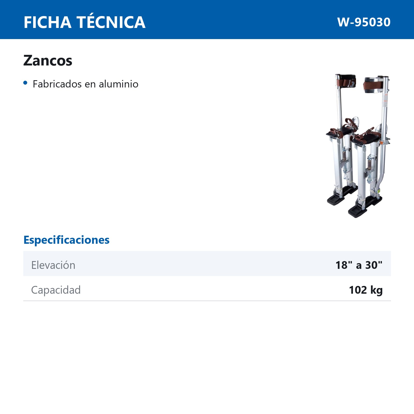 ZANCOS D/ALUMINIO C/ELEVACION 18"-30" - Imagen 2