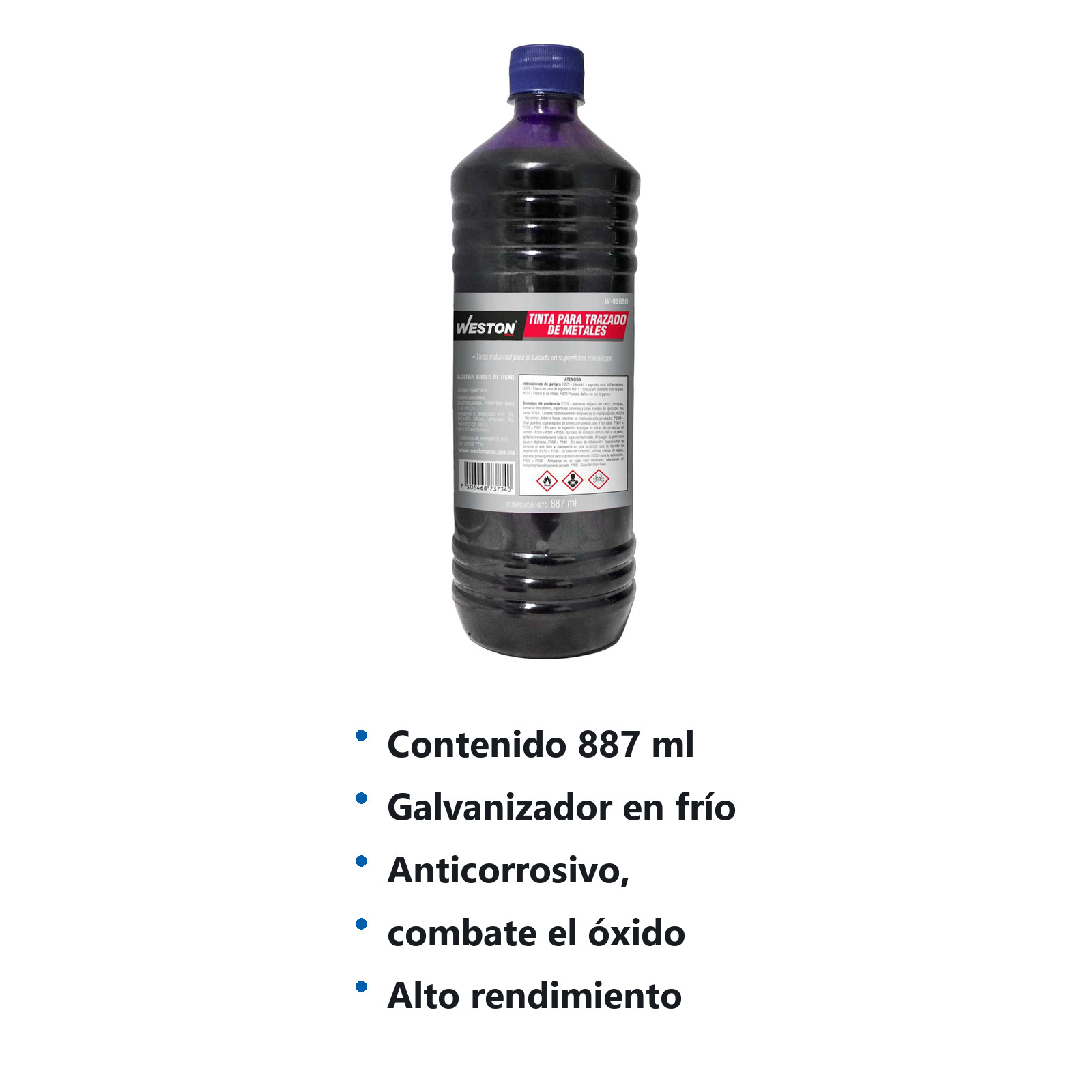 TINTA AZUL PARA TRAZADO DE METALES 887ML - Imagen 2
