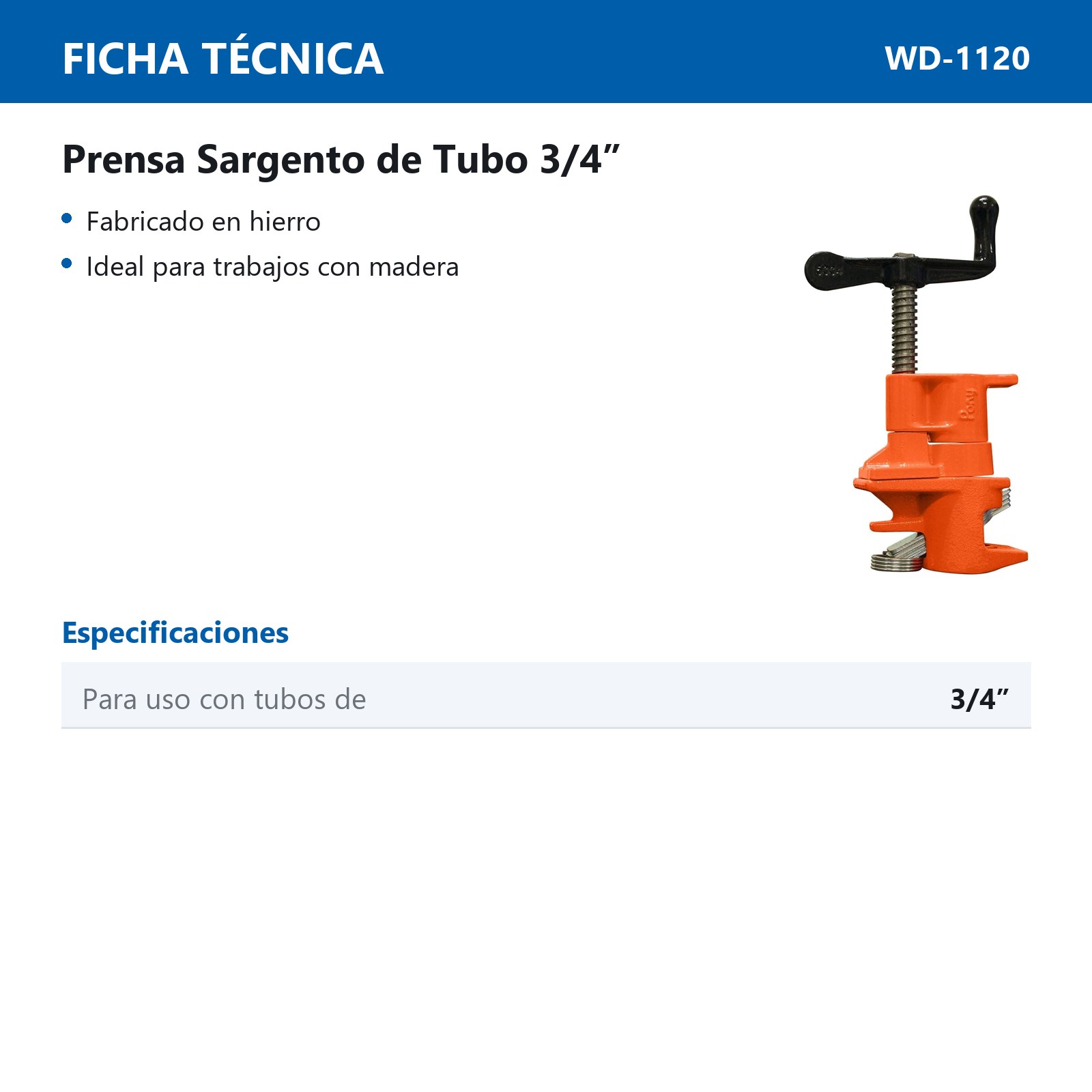 PRENSA SARGENTO "PONY" DE TUBO 3/4" - Imagen 2