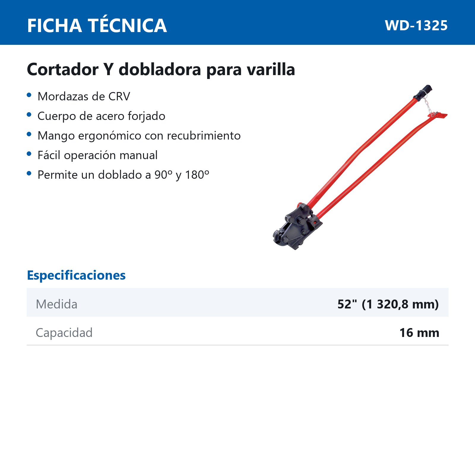 CORTADOR Y DOBLADOR PARA VARILLA HASTA 16MM(5/8"), 52 - Imagen 2