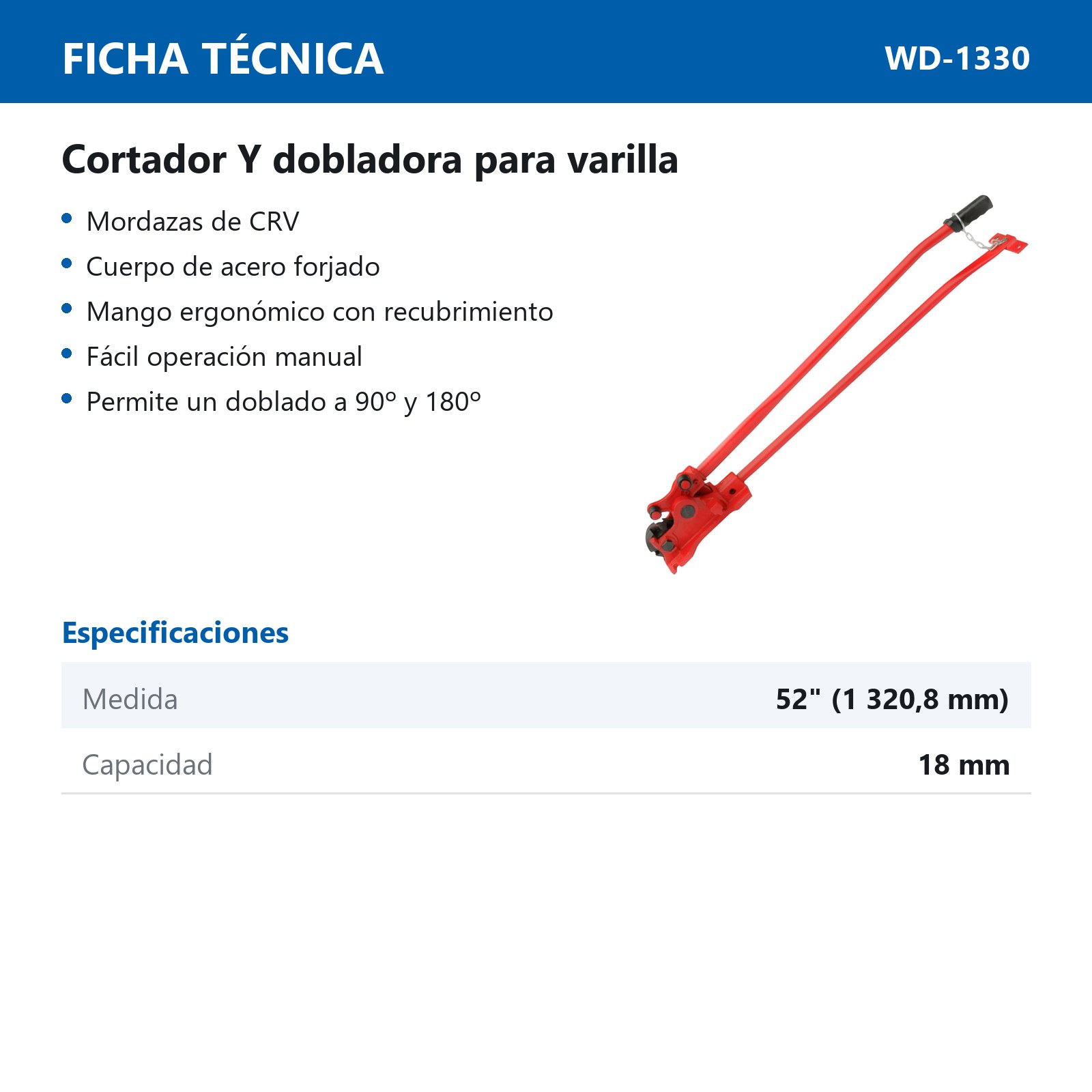 CORTADOR Y DOBLADOR PARA VARILLA HASTA 18MM(3/4"), 52 - Imagen 2