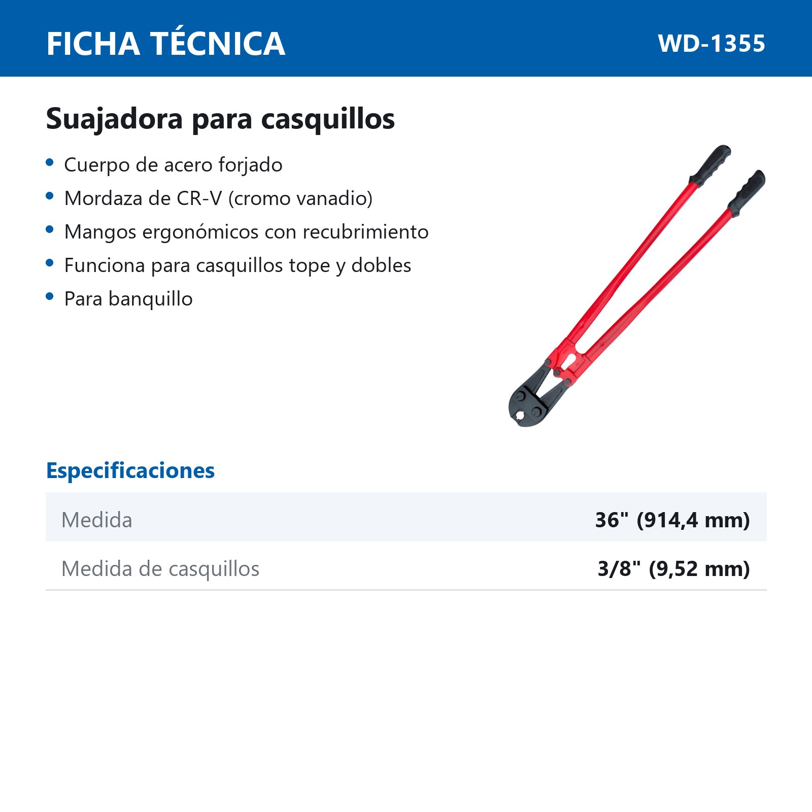 SUAJADORA PARA CASQUILLO SIN CORTADOR, 36" - Imagen 2