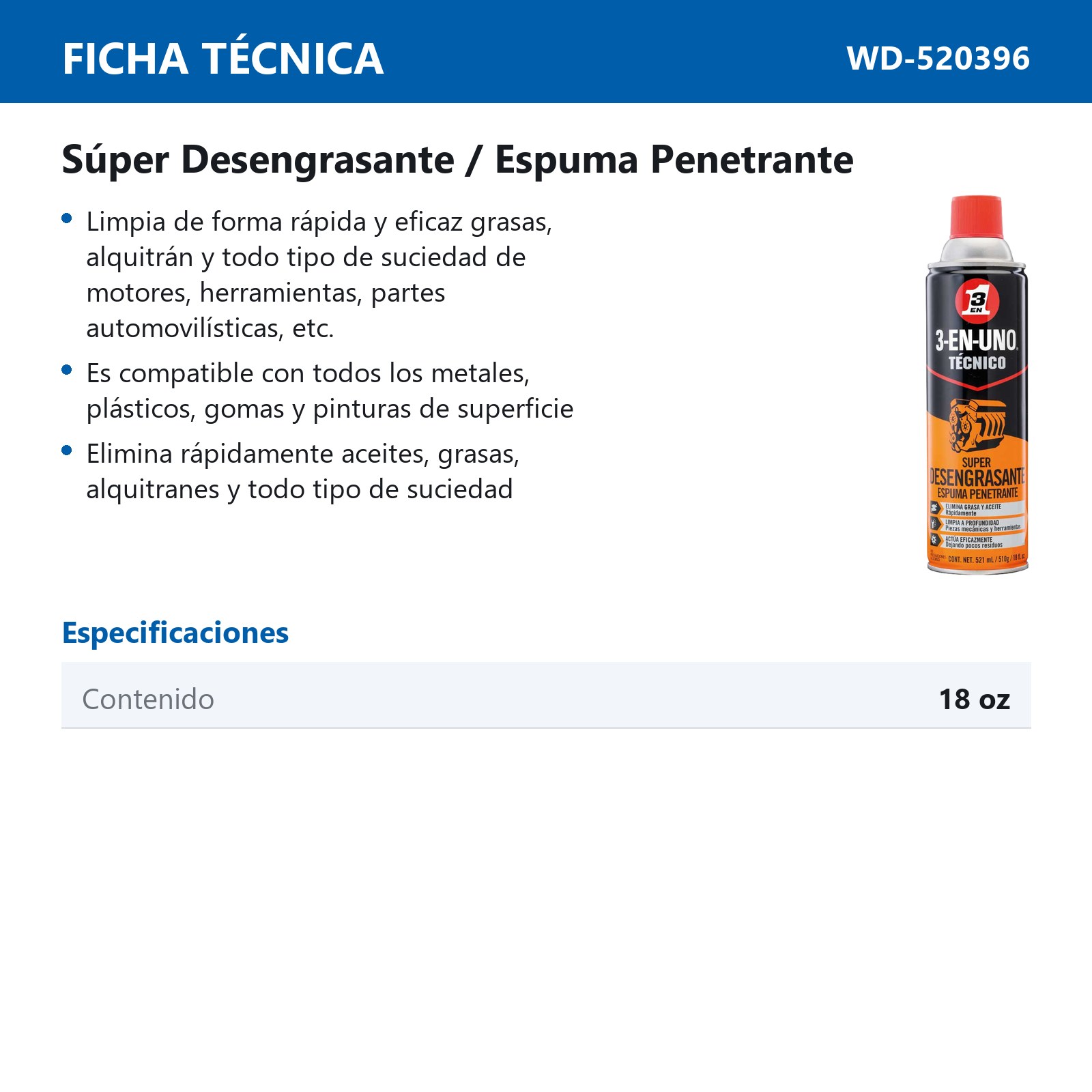 3-EN-UNO TECNICO DESENGRASANTE 18OZ - Imagen 2
