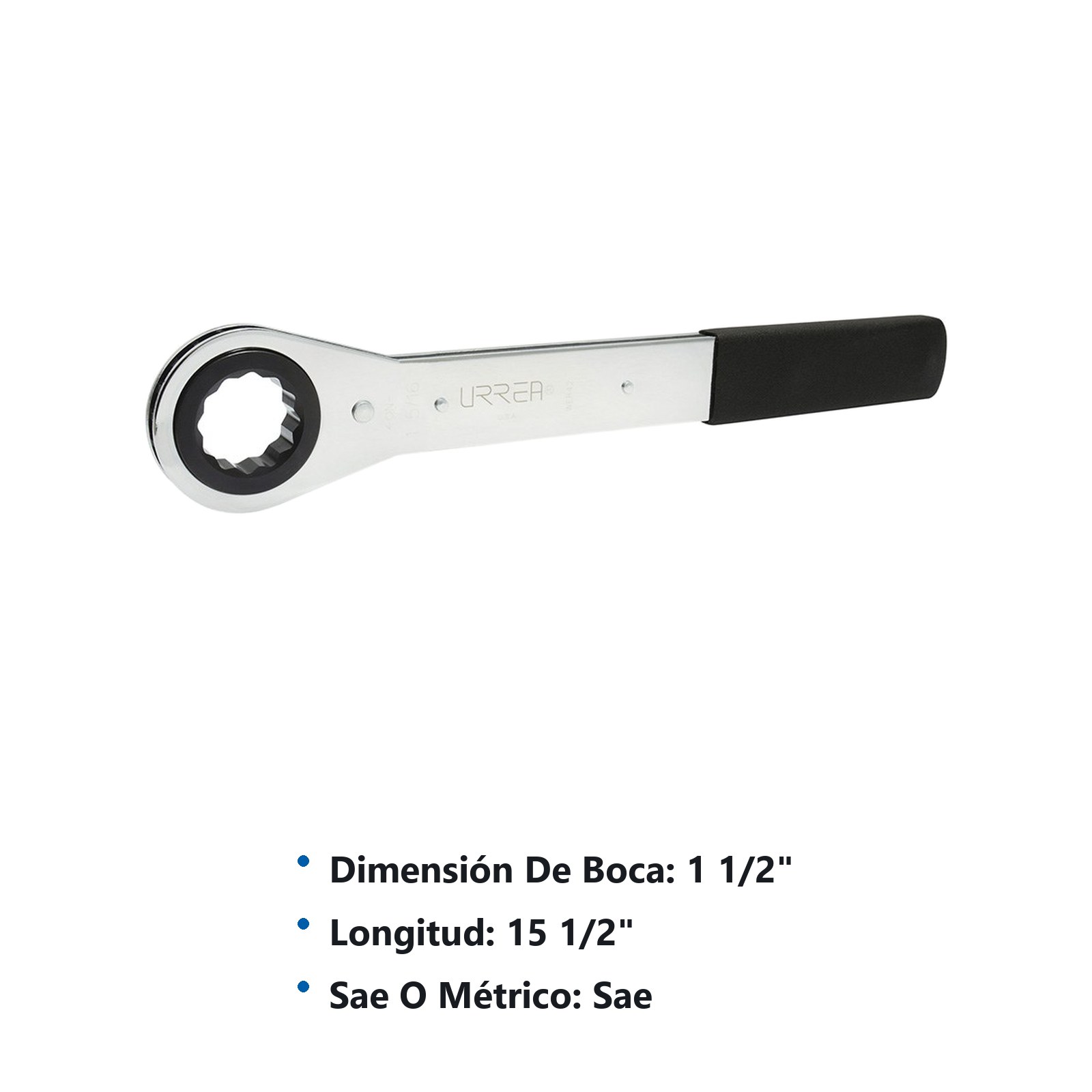 Llave de estrías pulido espejo plana de matraca en pulgadas, 12 puntas, 1-1/2" Urrea - Imagen 2