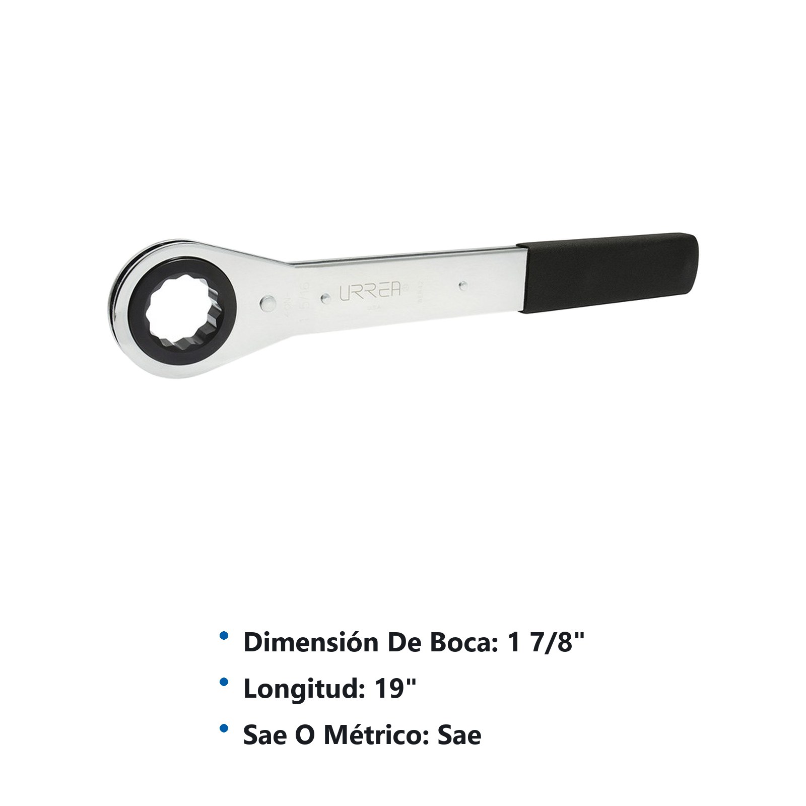 Llave de estrías pulido espejo plana de matraca en pulgadas, 12 puntas, 1-7/8" Urrea - Imagen 2