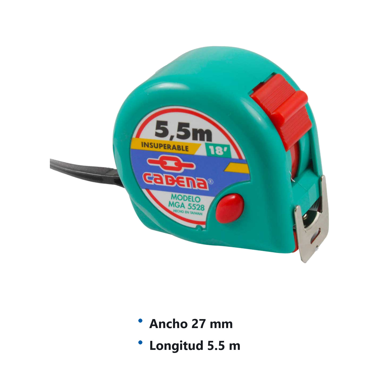 FLEXOMETRO CADENA 5.5 MTS AQUA 28MM ANCH - Imagen 2