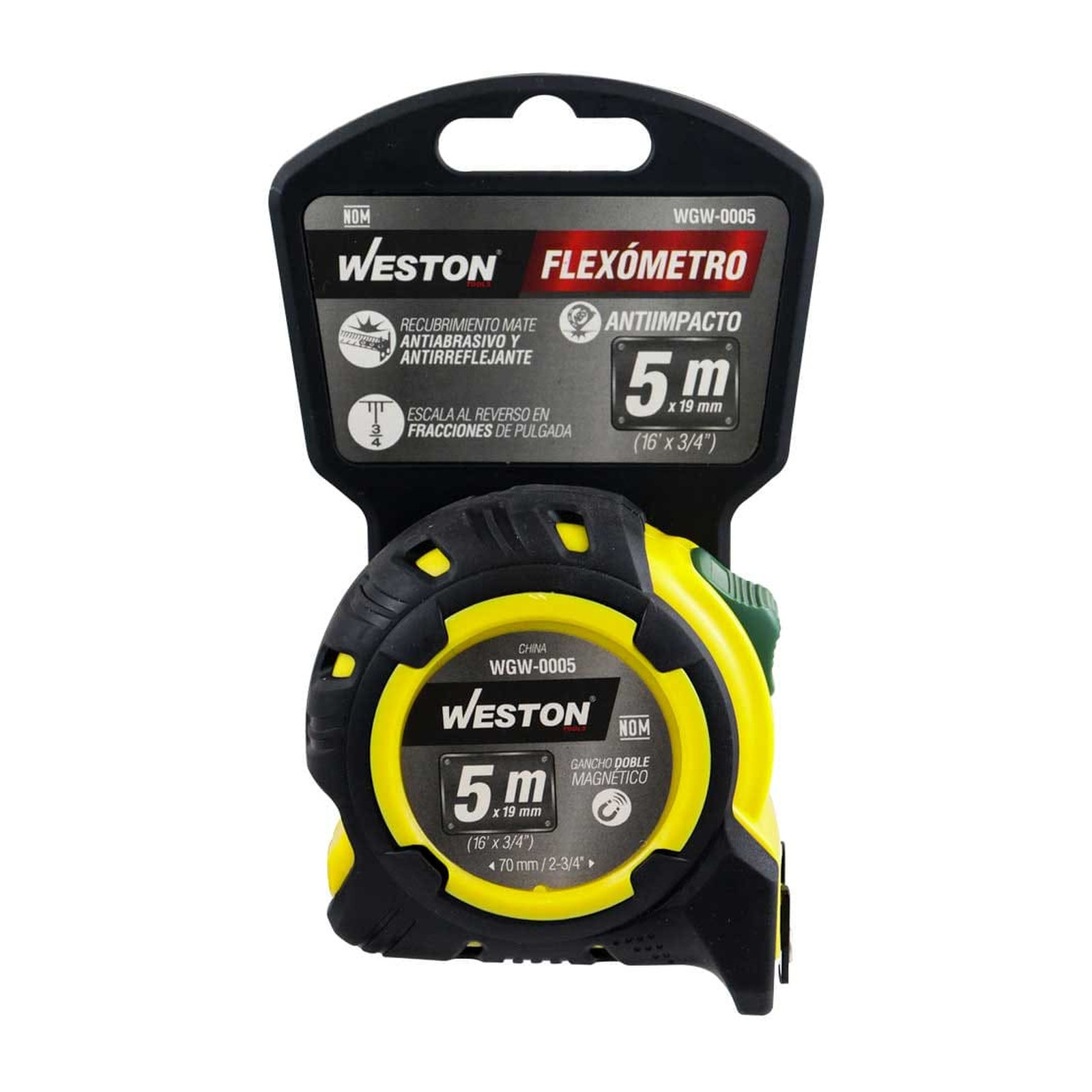FLEXOMETRO 5M X 19MM AMARILLO ANTI IMPACTO - Imagen 4