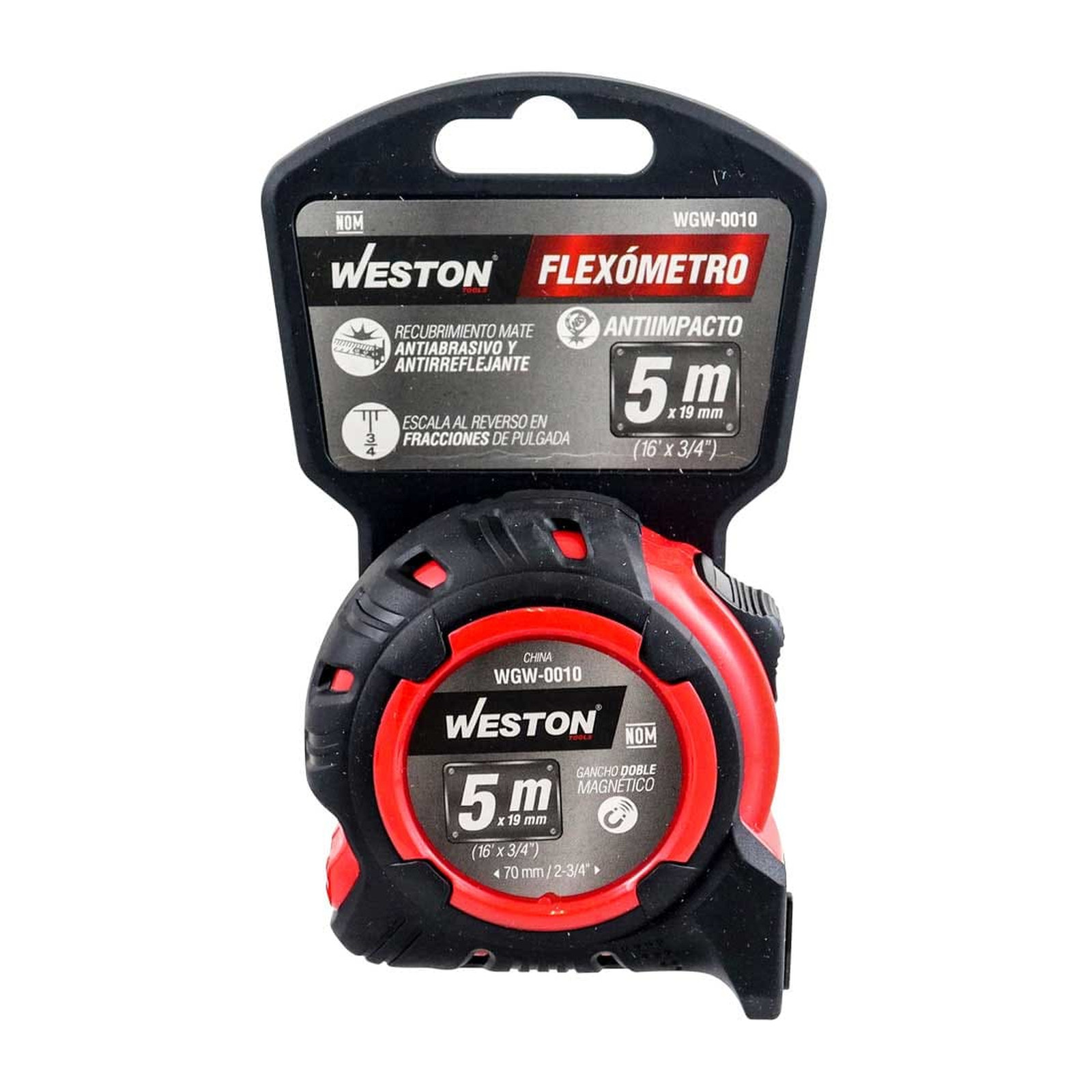 FLEXOMETRO 5M X 19MM ROJO ANTI IMPACTO - Imagen 4