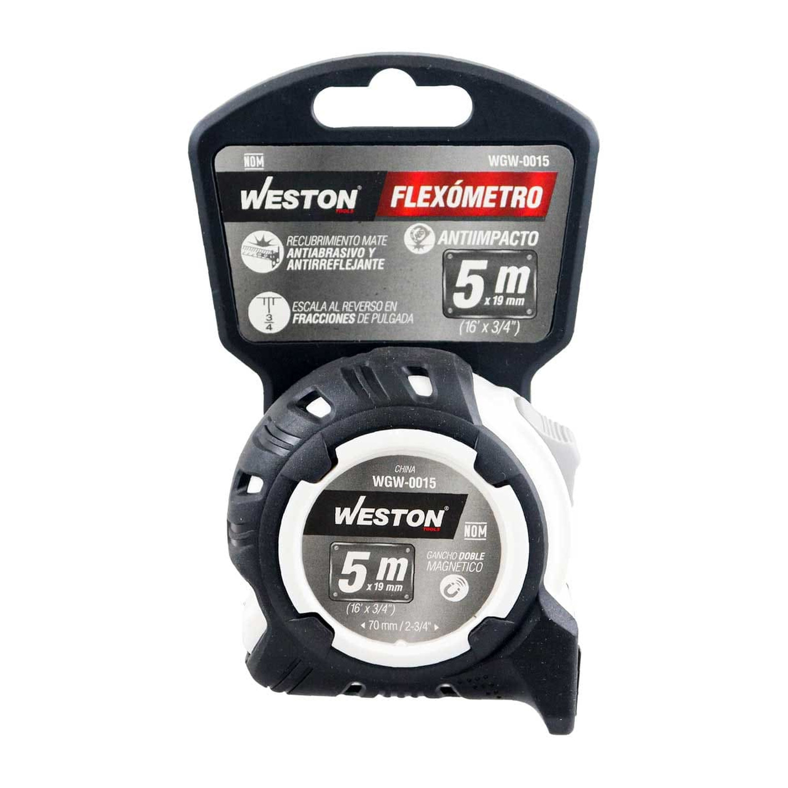 FLEXOMETRO 5M X 19MM BLANCO ANTI IMPACTO - Imagen 4