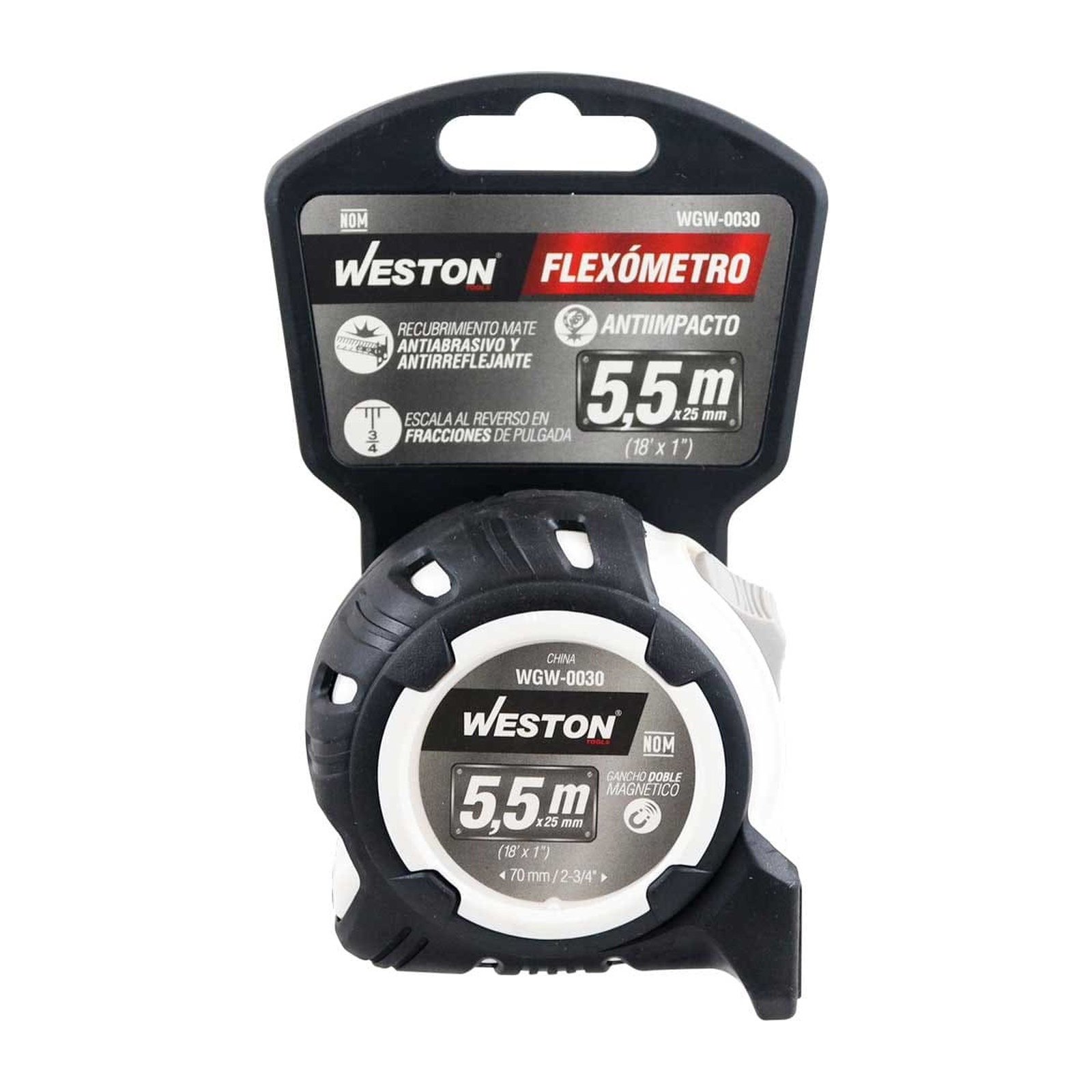 FLEXOMETRO 5.5M X 25MM BLANCO ANTI IMPACTO - Imagen 4