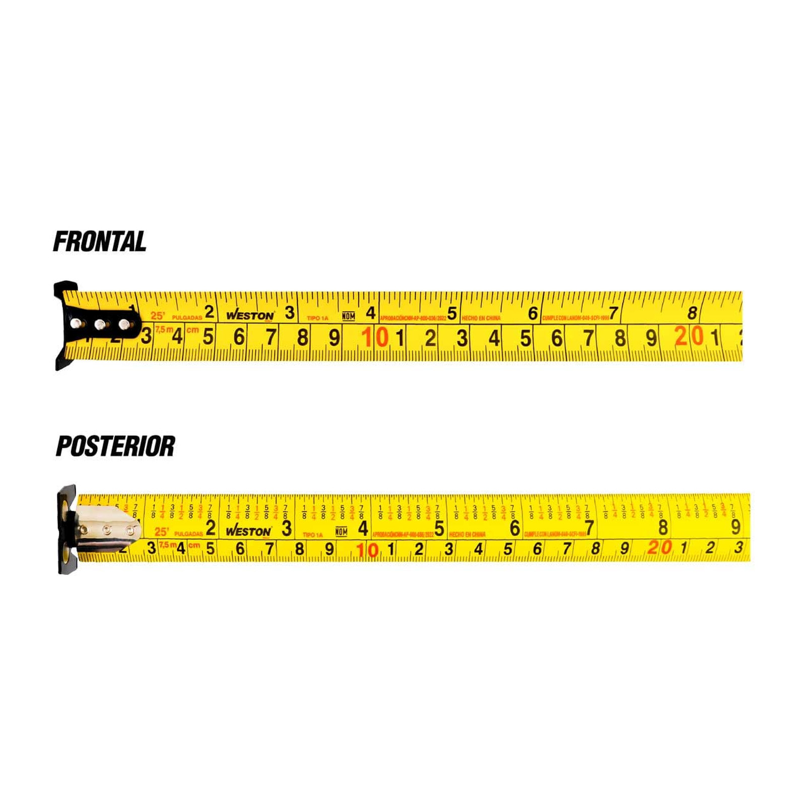 FLEXOMETRO 7.5M X 25MM AMARILLO ANTI IMPACTO - Imagen 3