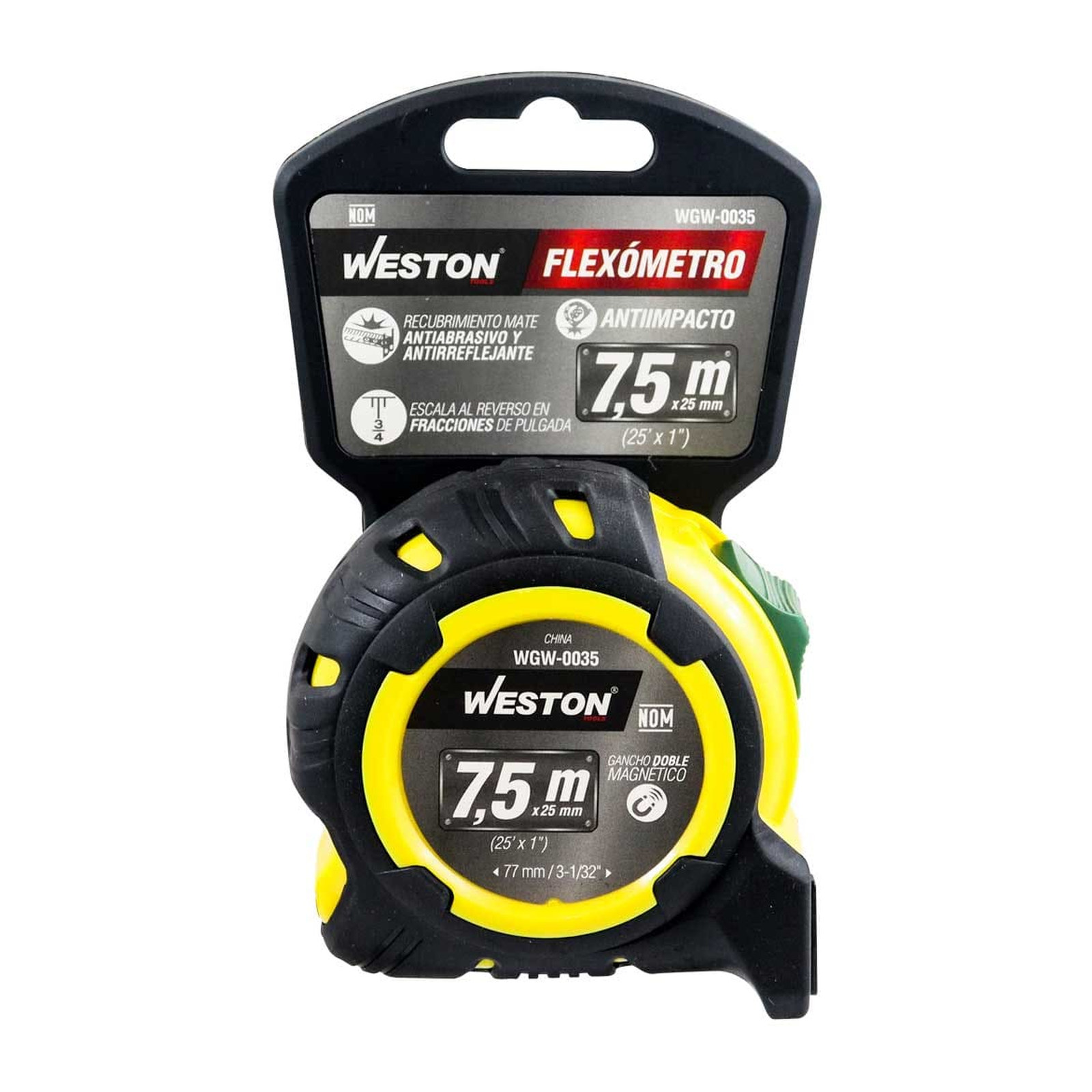 FLEXOMETRO 7.5M X 25MM AMARILLO ANTI IMPACTO - Imagen 4