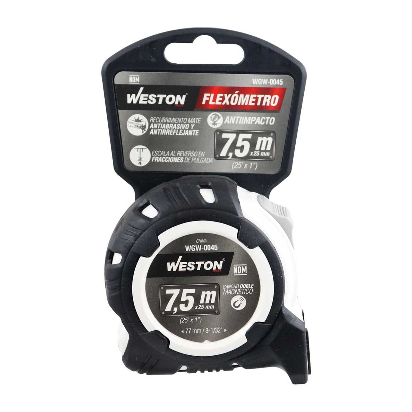 FLEXOMETRO 7.5M X 25MM BLANCO ANTI IMPACTO - Imagen 4