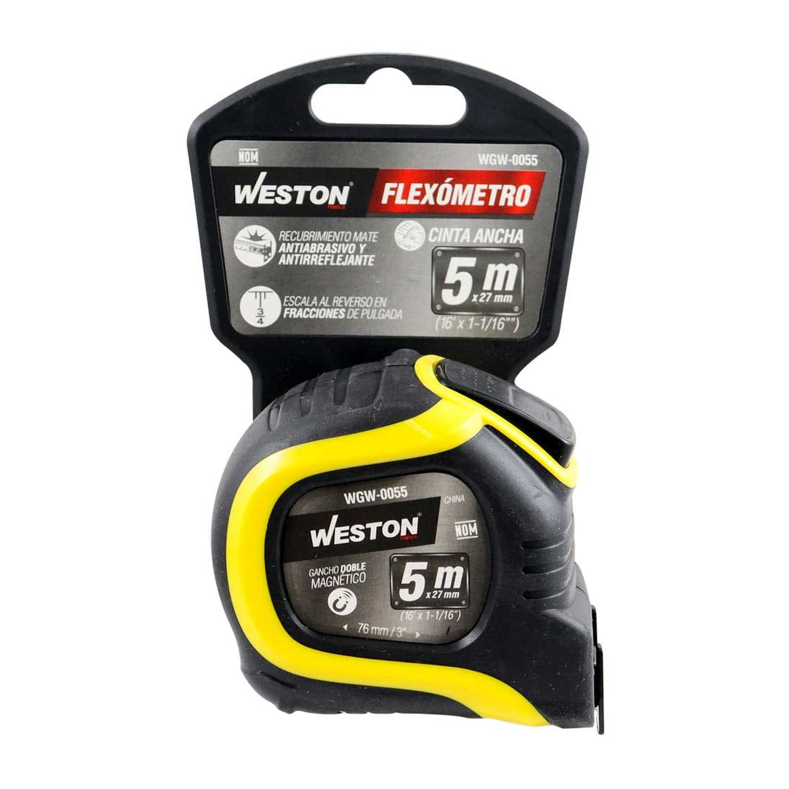 FLEXOMETRO 5M X 27MM AMARILLO CINTA ANCHA - Imagen 4