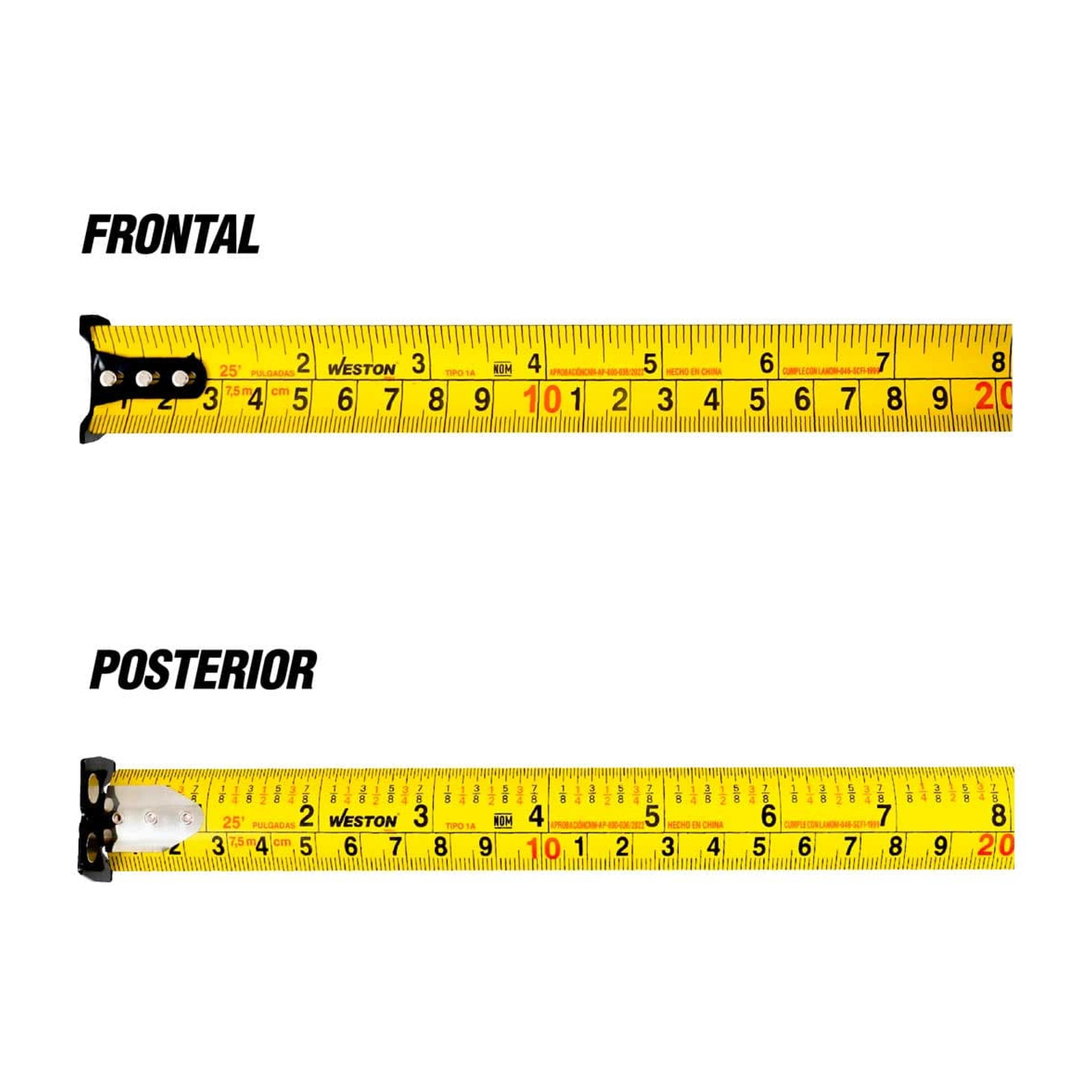 FLEXOMETRO 7.5M X 27MM ROJO CINTA ANCHA - Imagen 3