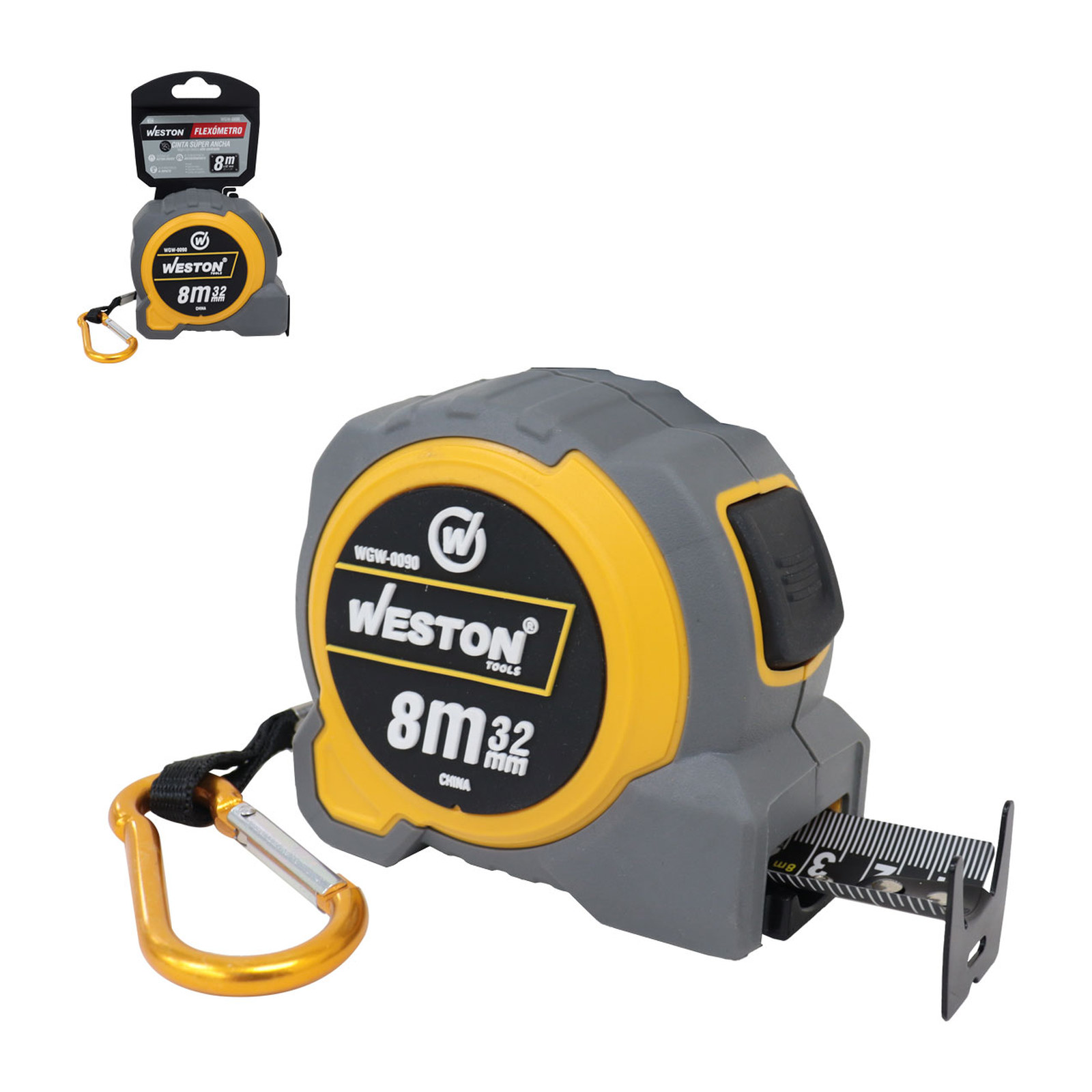 Flexómetro Weston 8 m x 32 mm Cinta Super Ancha