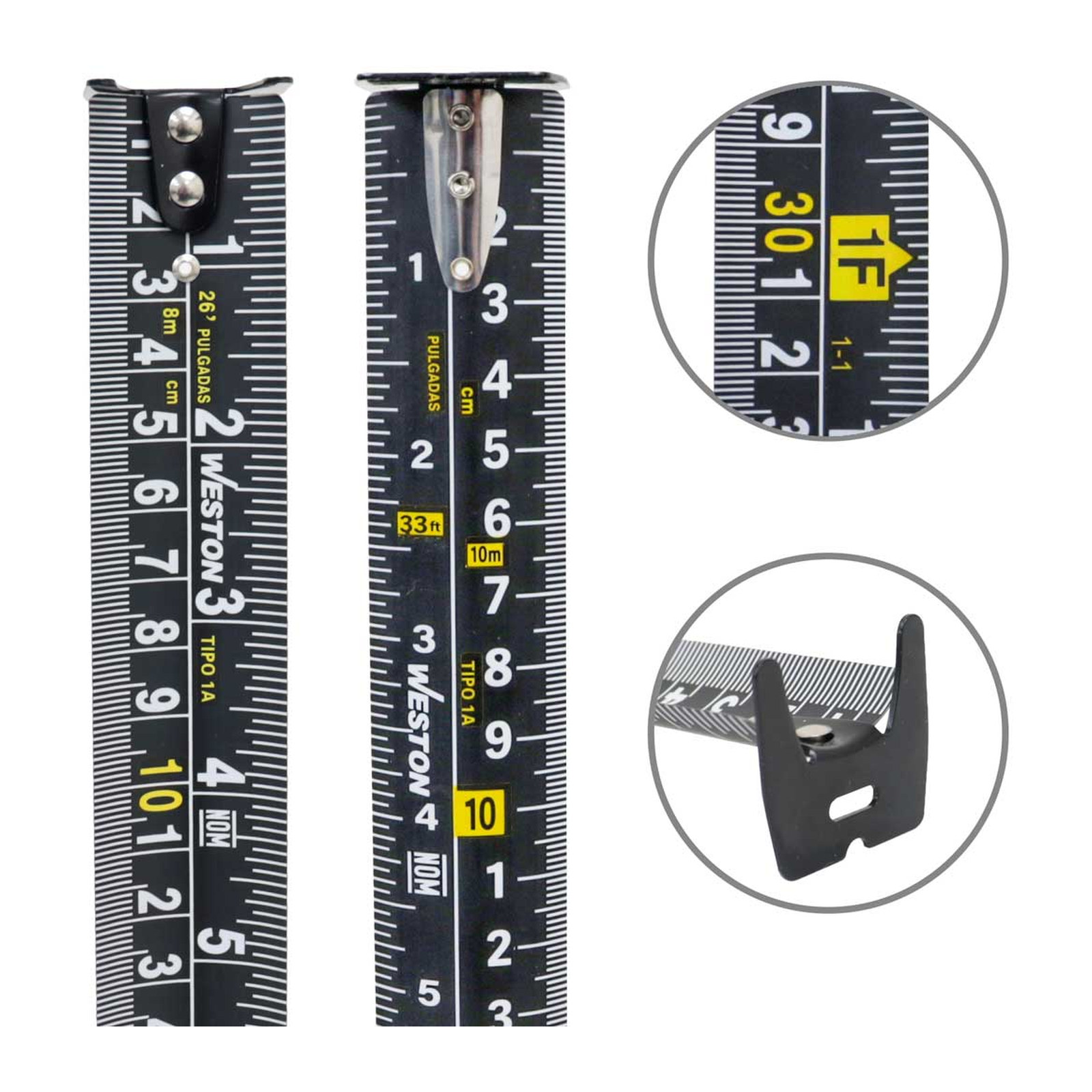 FLEXOMETRO 10M X 32MM CINTA SUPER ANCHA - Imagen 2