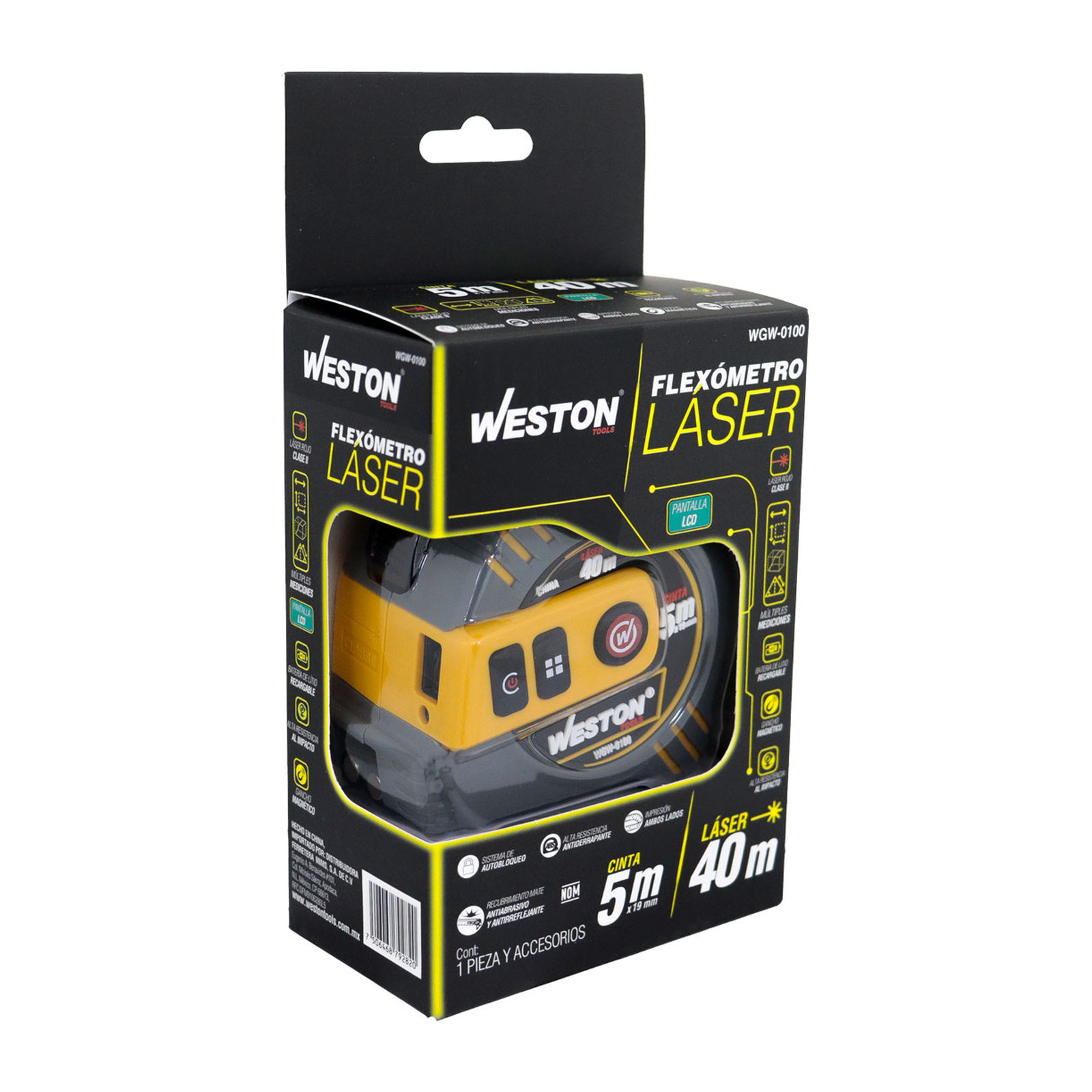 FLEXOMETRO LASER 5M X 19MM AMARILLO MULTIFUNCION - Imagen 4