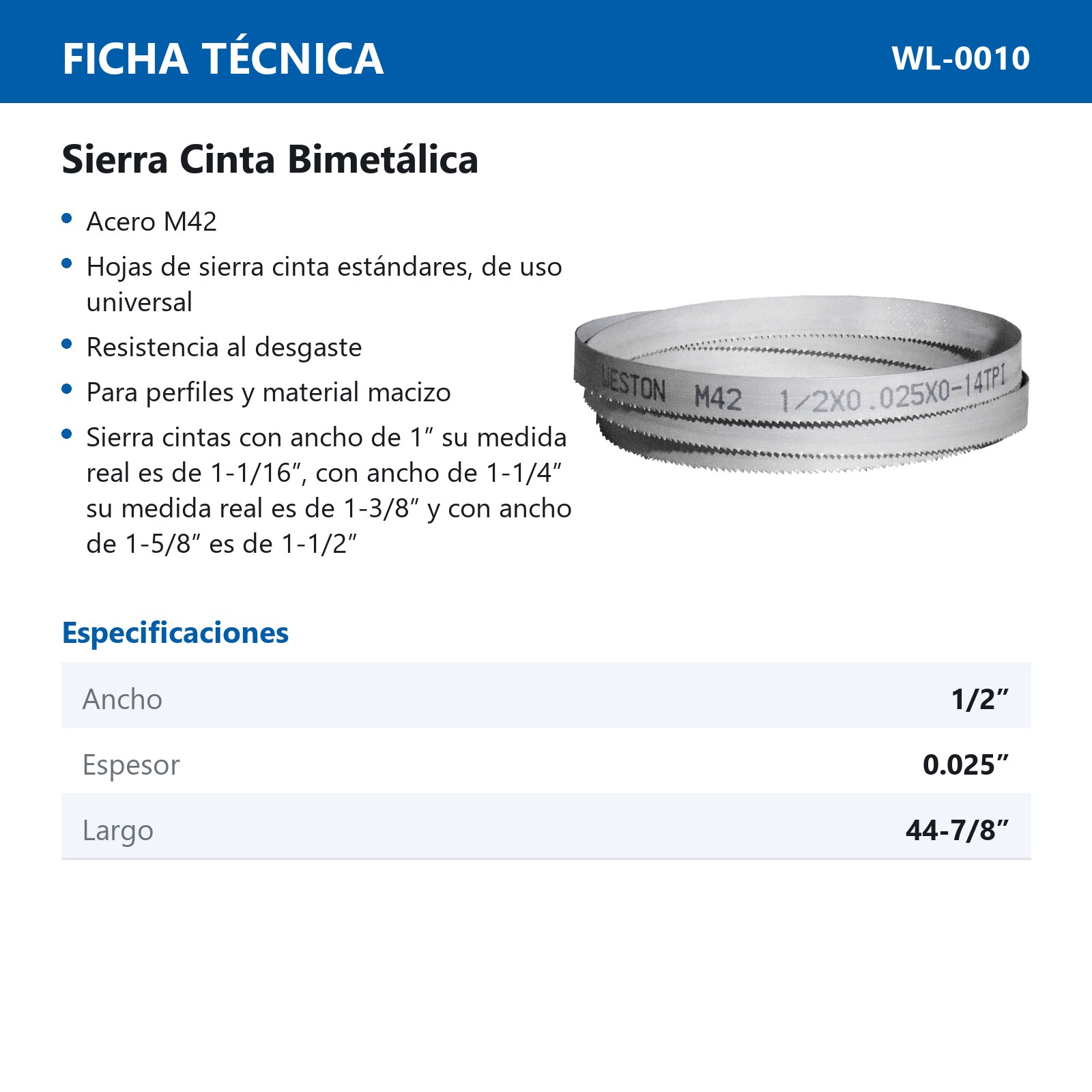 SIERRA CINTA SOLDABLE  1/2 x 0.025 x 44-7/8"    14  TPI - Imagen 4